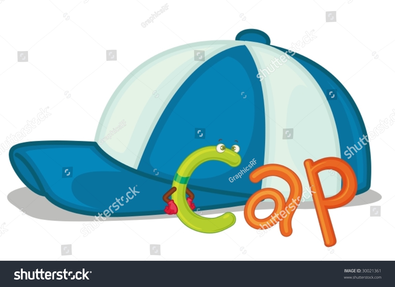 Illustration Word Cap Stock Vector 