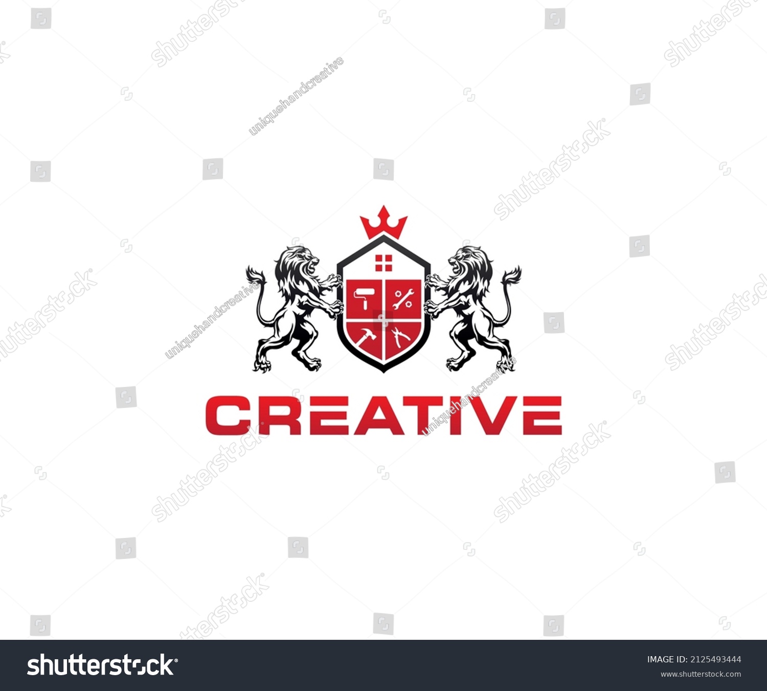 681 Lion Home Logo   Stock Vector Illustration Graphic Logo Design Of Lion And Home Perfect For Construction Company Real Estate 2125493444 