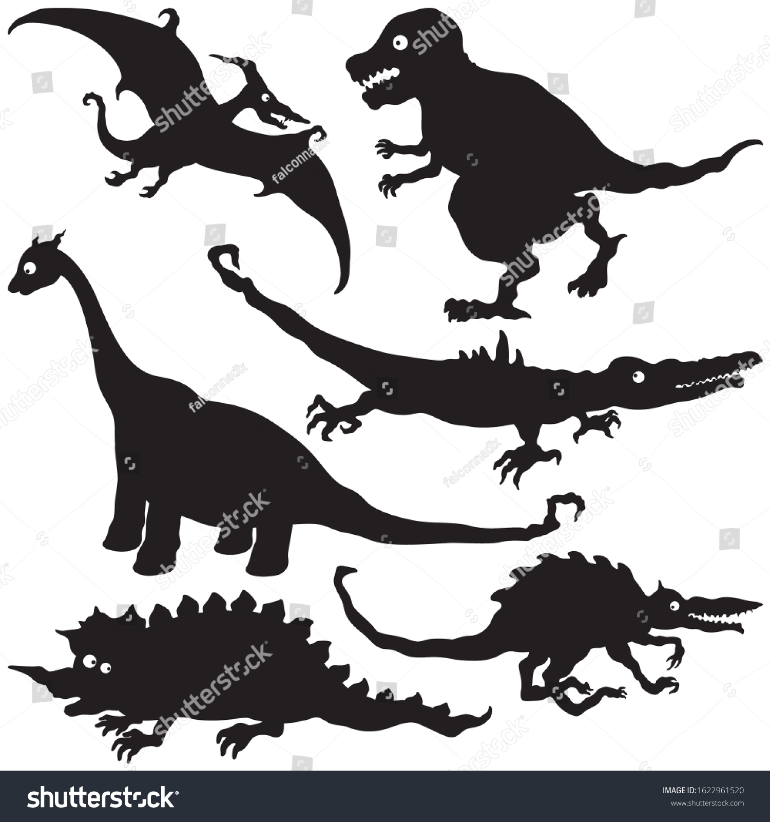 Illustration Grotesque Black Fantasy Dinosaurs Stock Vector (Royalty ...