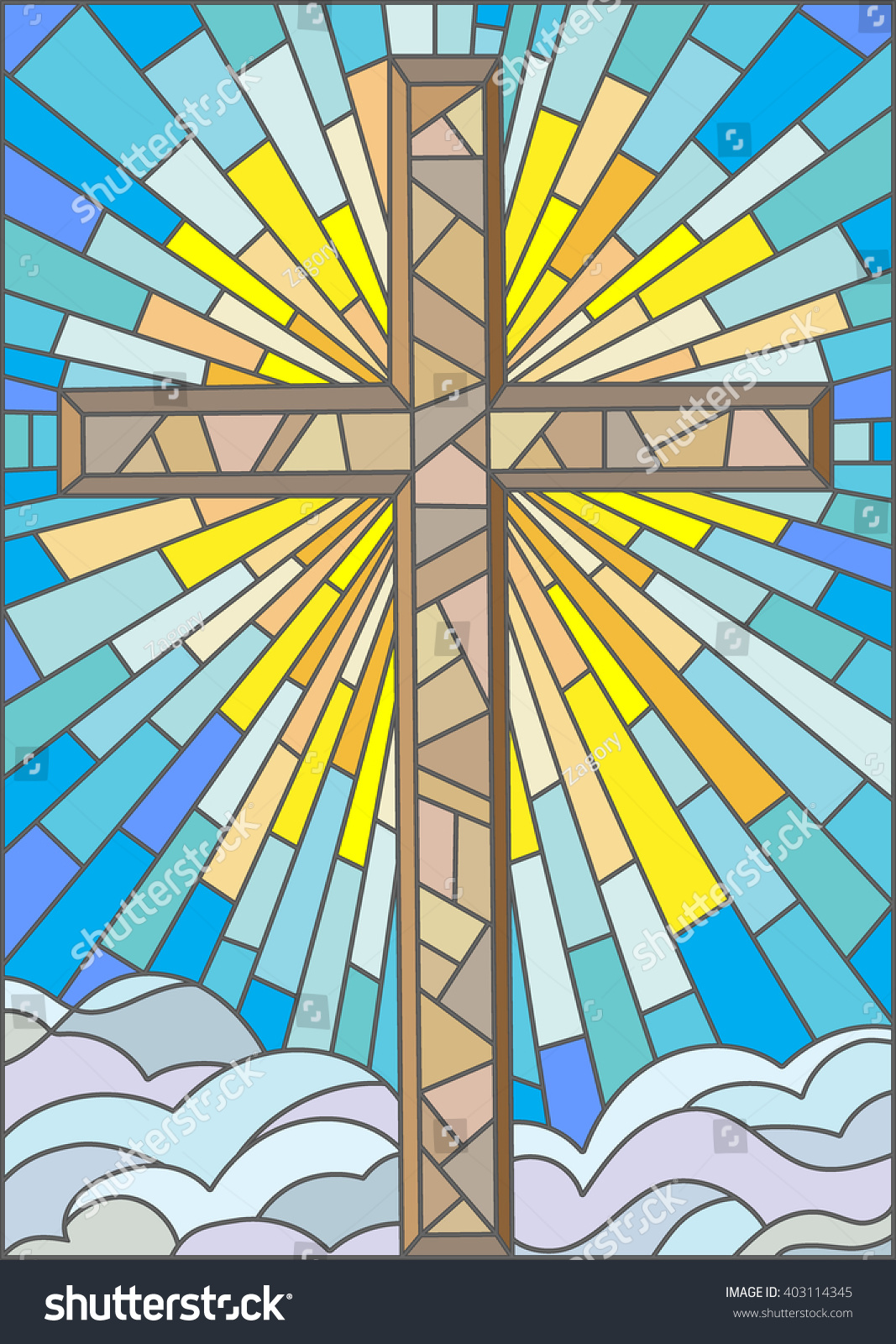 Illustration Stained Glass Style Cross On Stock Vector (Royalty Free ...