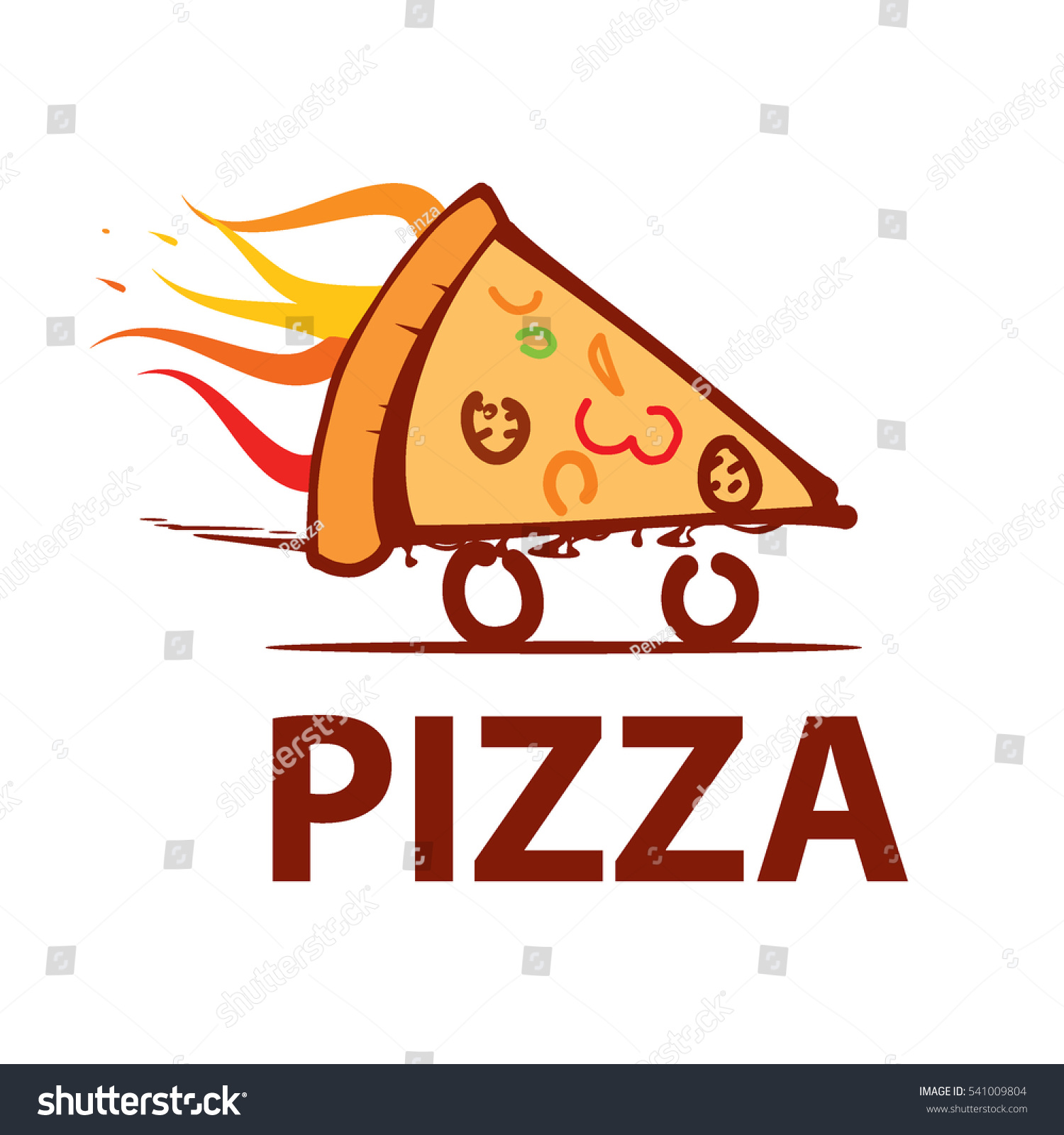 Illustration Logotype Restaurant Pizzeria Form Piece Stock Vector ...