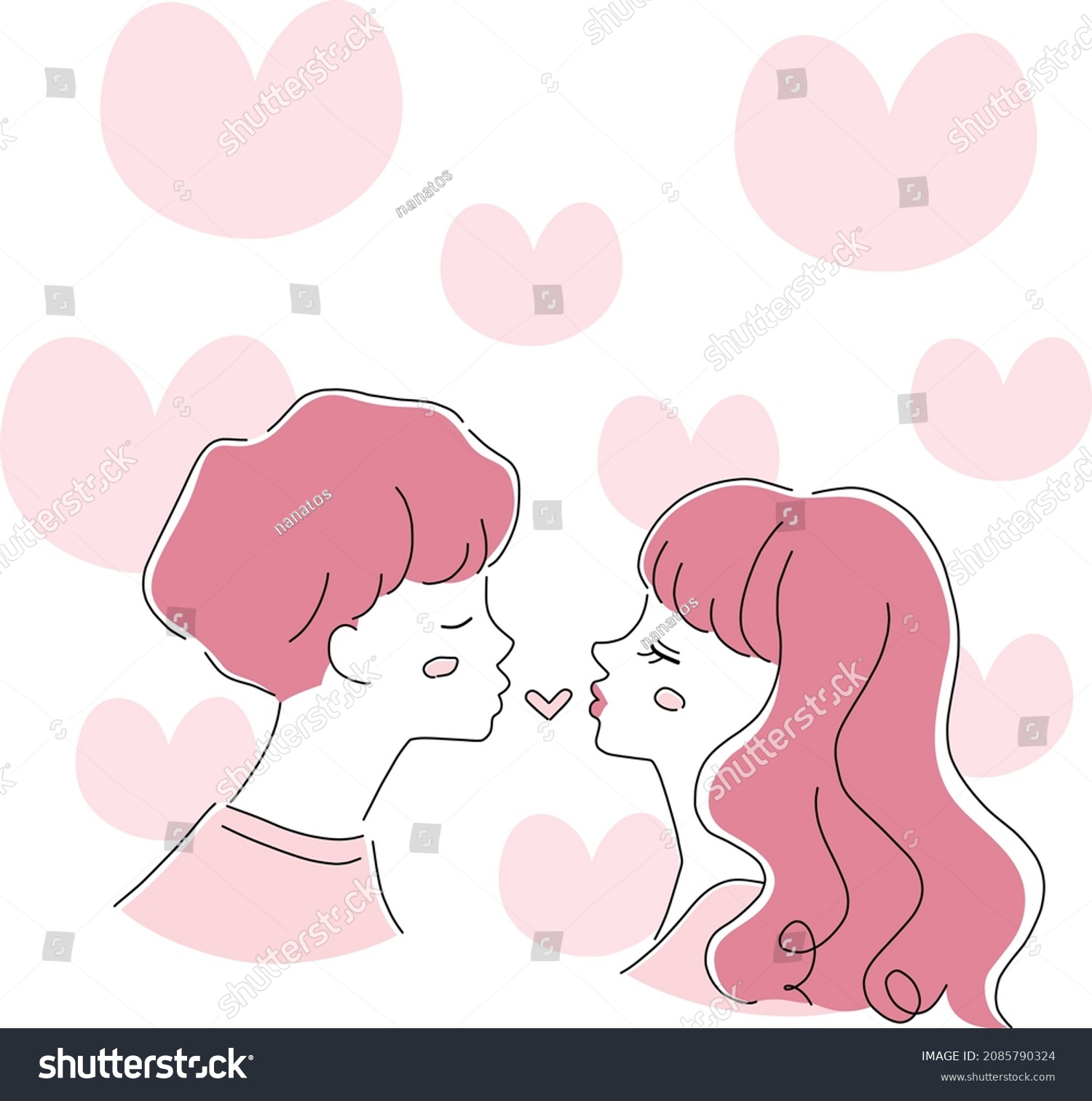 Illustration Material Male Female Couple Kissing Stock Vector Royalty Free 2085790324 