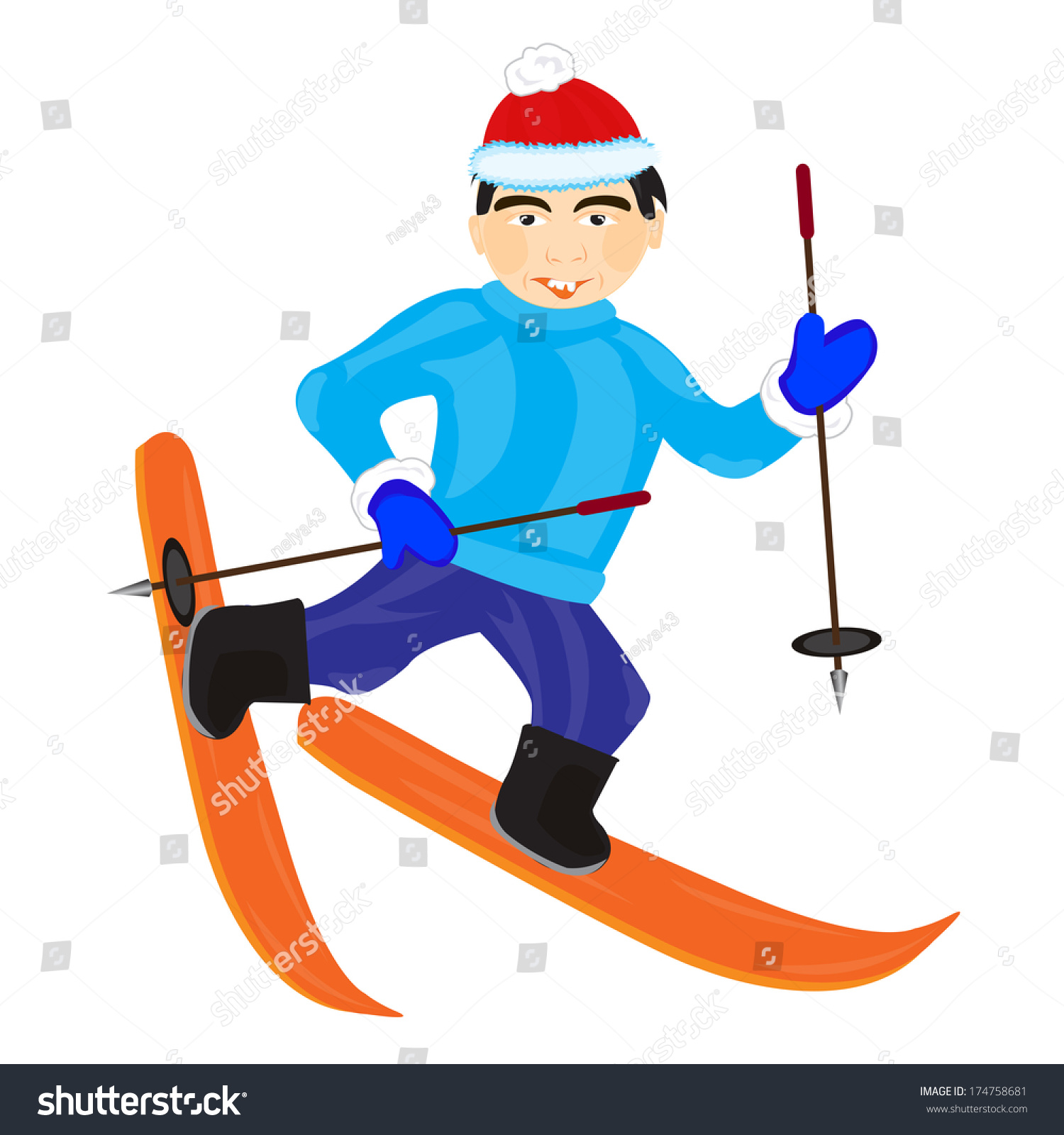 Illustration Men Skier On White Background Stock Vector (Royalty Free ...