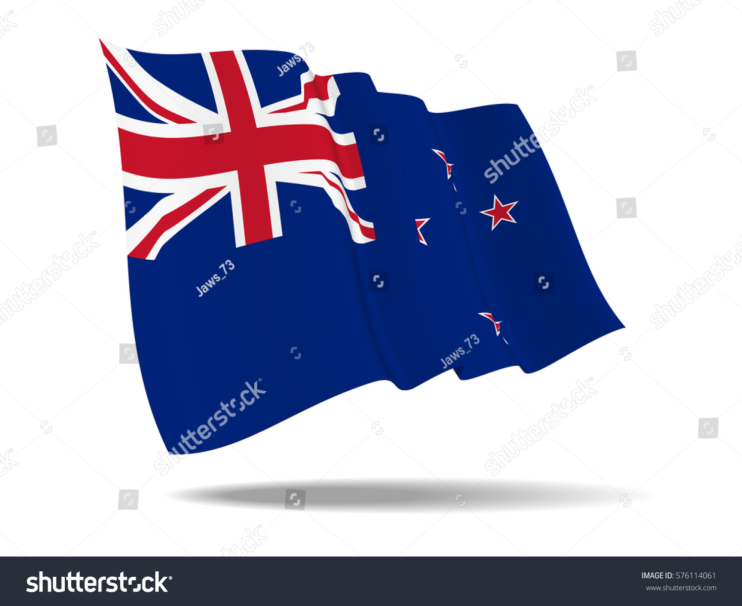 Illustration New Zealand Flag Waving Isolated Stock Vector (Royalty ...