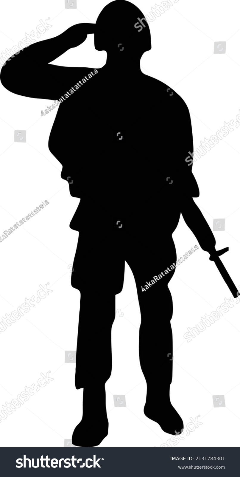 Illustration Army Man Black Silhouette Rise Stock Vector (Royalty Free ...