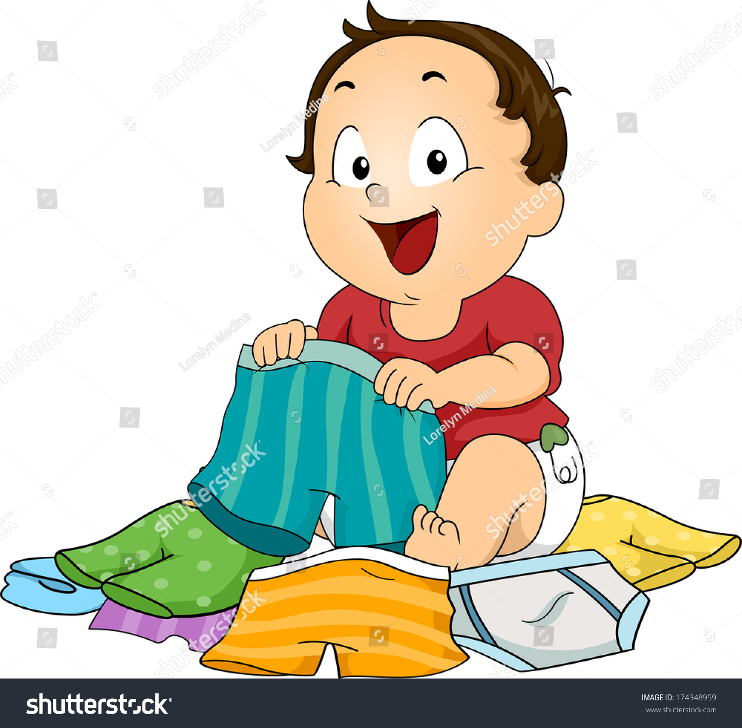 Illustration Of A Baby Boy Choosing Which Underwear To Wear - 174348959 ...