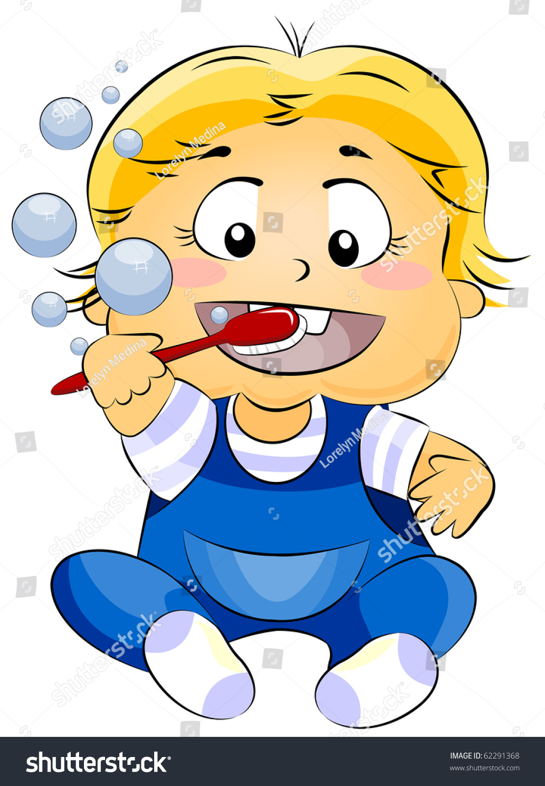 Illustration Of A Baby Brushing His Teeth - Vector - 62291368 ...