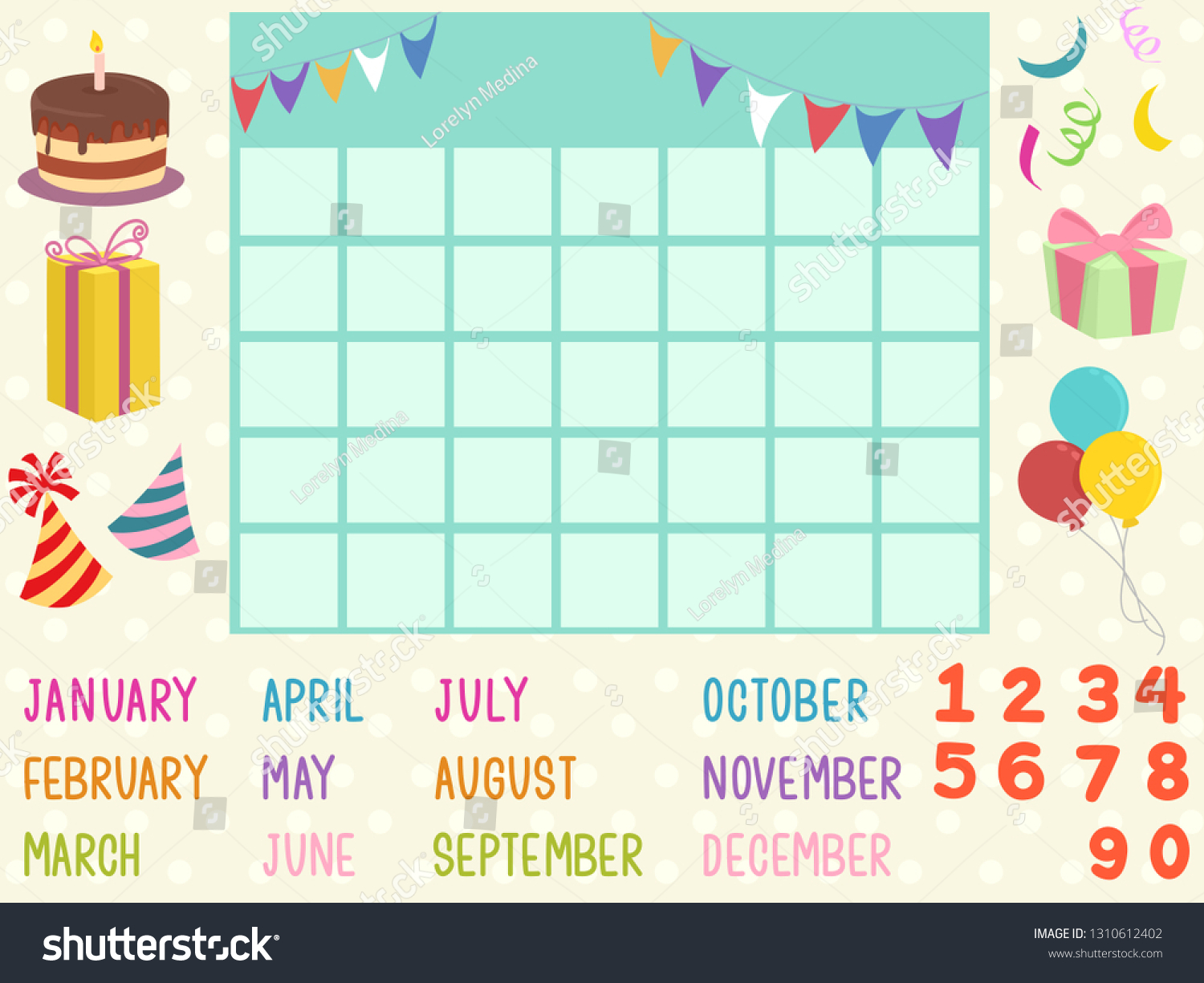 Illustration Blank Calendar Template Birthday Elements Stock Regarding Blank Calender Template