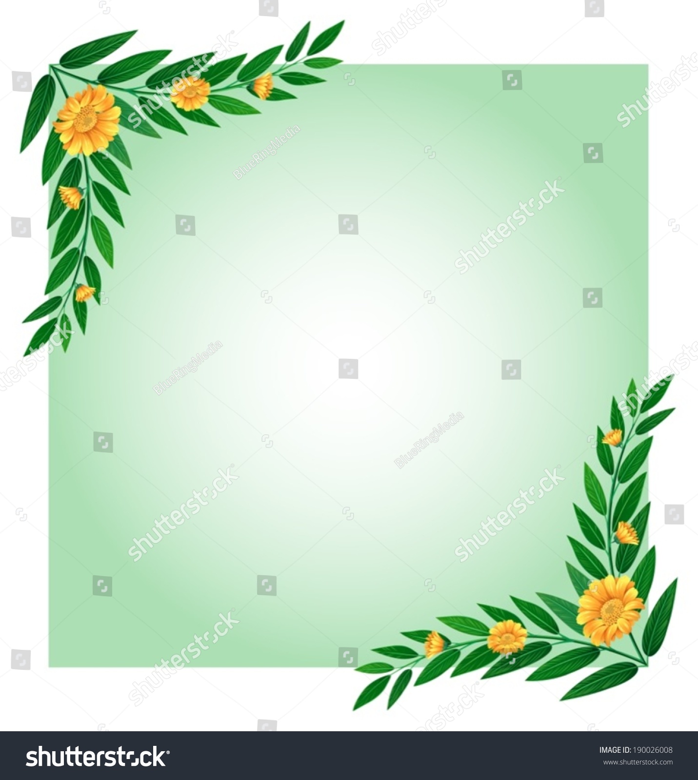 Illustration Of A Blank Template With A Border Made Of Flowers On A 