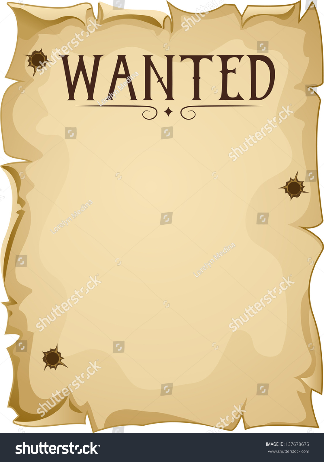 Illustration Blank Wanted Poster Stock Vector 137678675 - Shutterstock