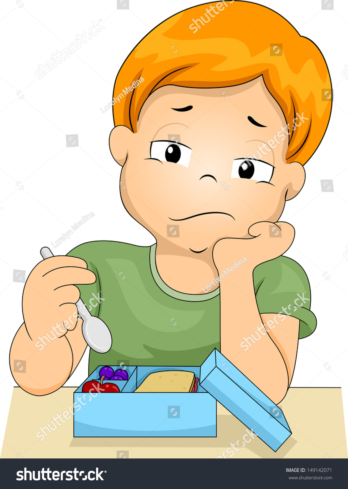 Illustration Bored Boy Picking Food His Stock Vector 149142071 ...