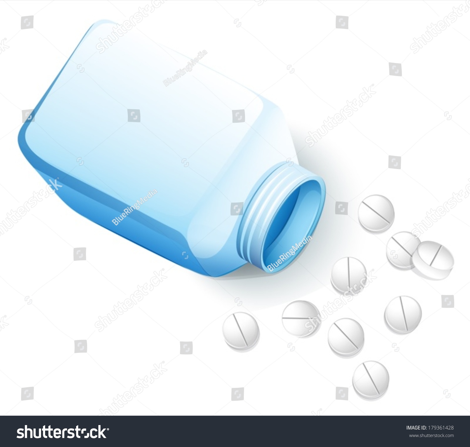 SVG of Illustration of a bottle with medical tablets on a white background svg