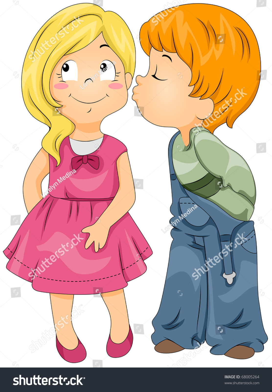 Illustration Boy Kissing Girl On Her Stock Vector (Royalty Free) 68005264