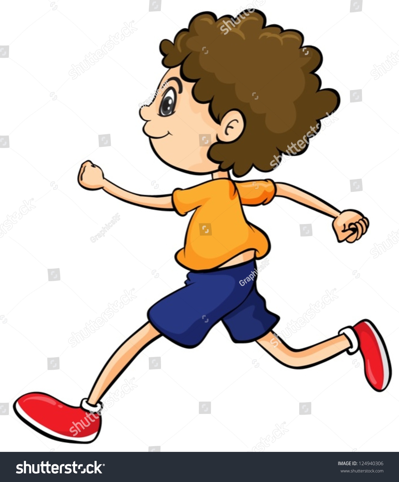 Illustration Of A Boy Running On A White Background - 124940306 ...