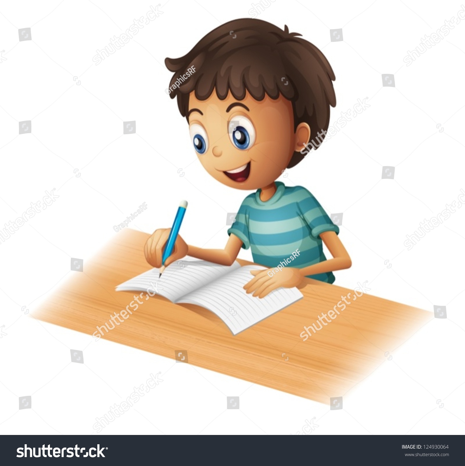 Illustration Boy Writing On White Background Stock Vector 124930064 ...