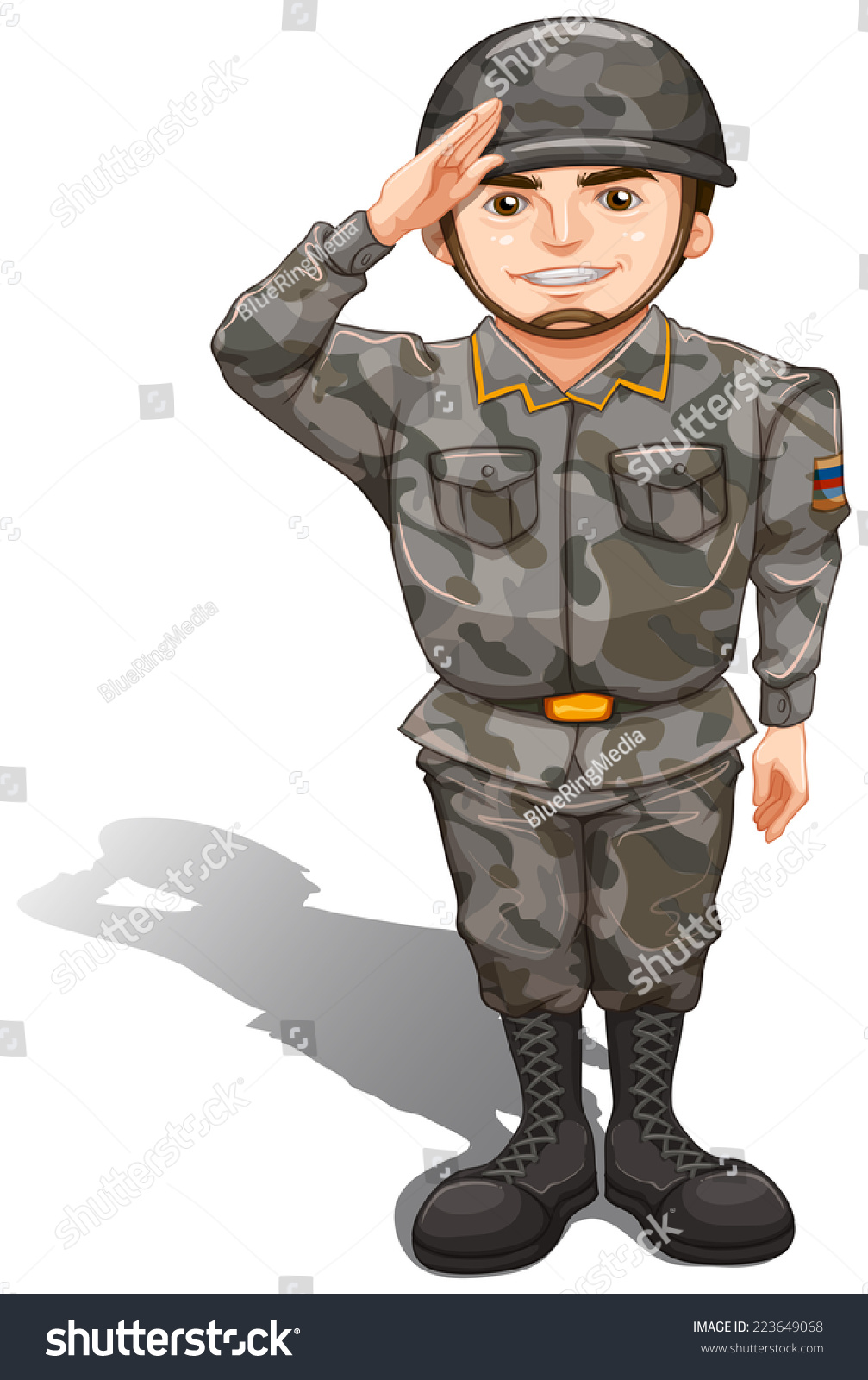 Illustration Brave Soldier Showing Hand Respect Stock Vector 223649068 ...