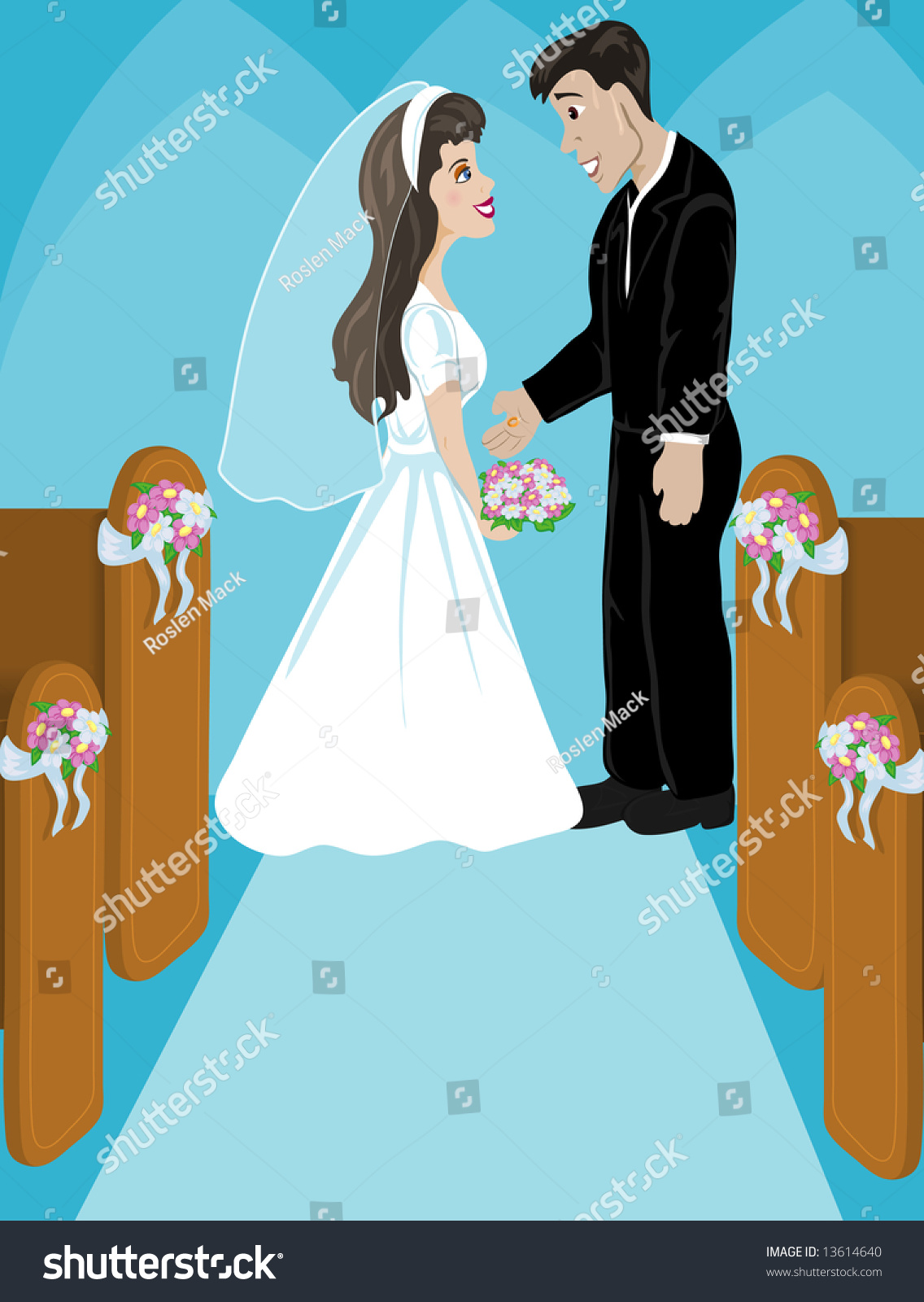 Illustration Bride Groom Church Stock Vector (Royalty Free) 13614640 ...