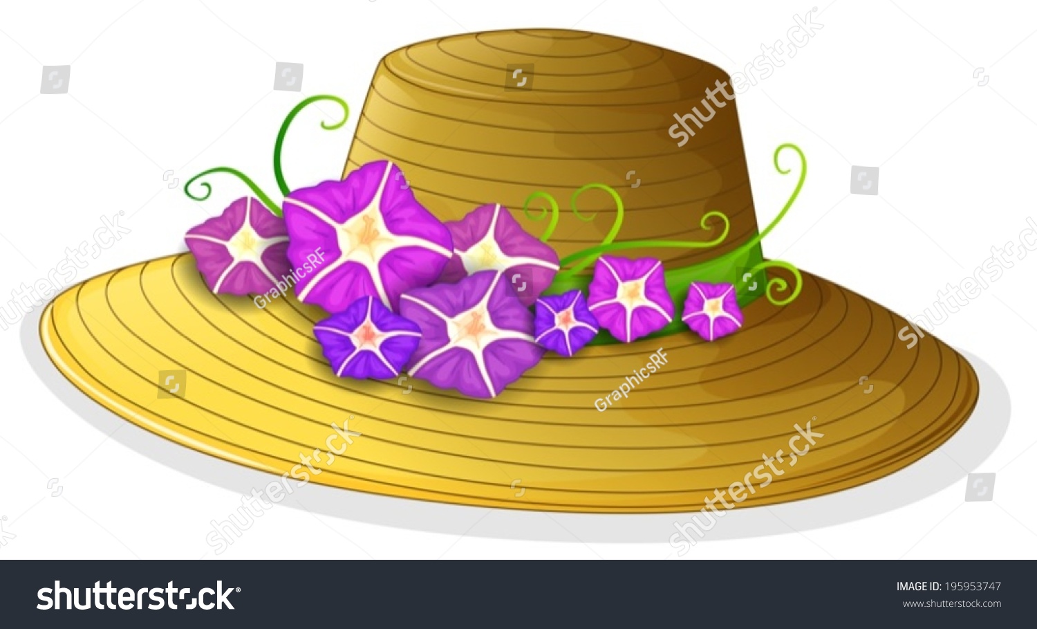 Illustration Of A Brown Hat With Blooming Flowers On A White Background