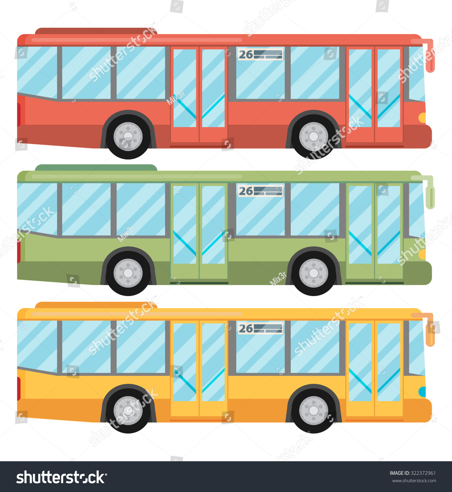 Illustration Of A Bus, Eps10 Vectorã?Â¾ Color Set - 322372961 ...