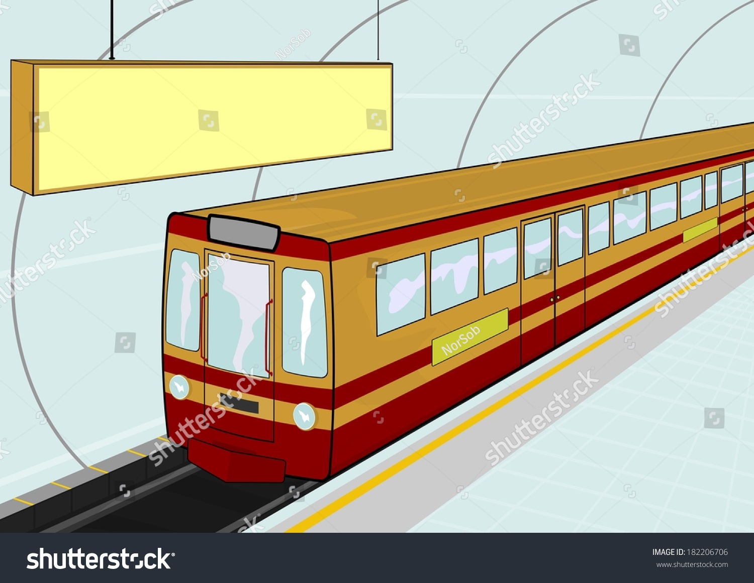 Illustration Cartoon Electric Train Standing Station Stock Vector Royalty Free