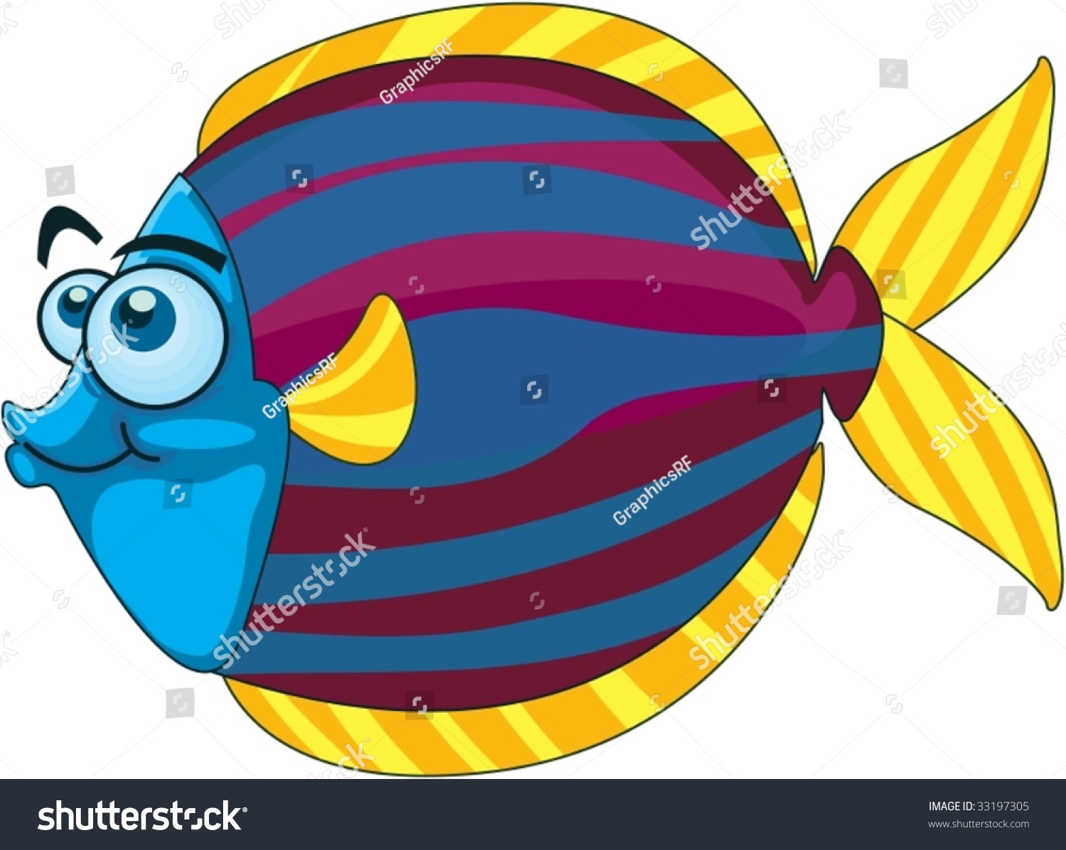 Illustration Of A Cartoon Fish On White - 33197305 : Shutterstock