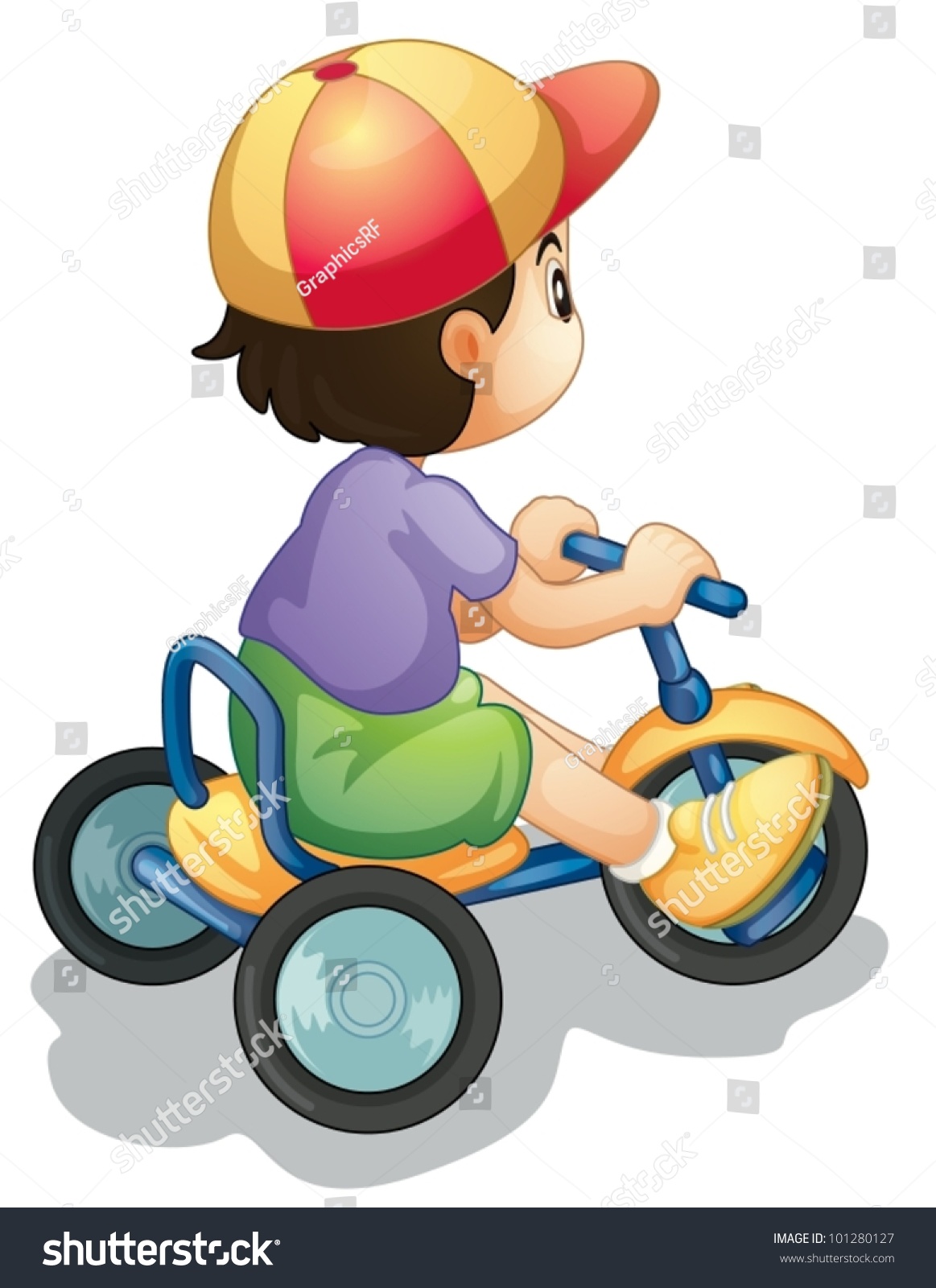 Illustration Child Riding Bicycle On White Stock Vector (Royalty Free ...