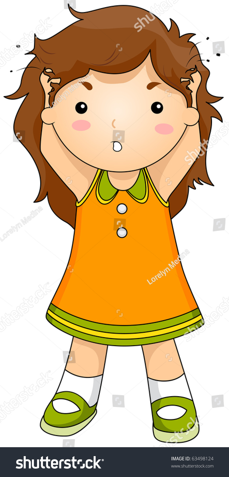 Illustration Of A Child With Head Lice Scratching Her Hair - 63498124 ...