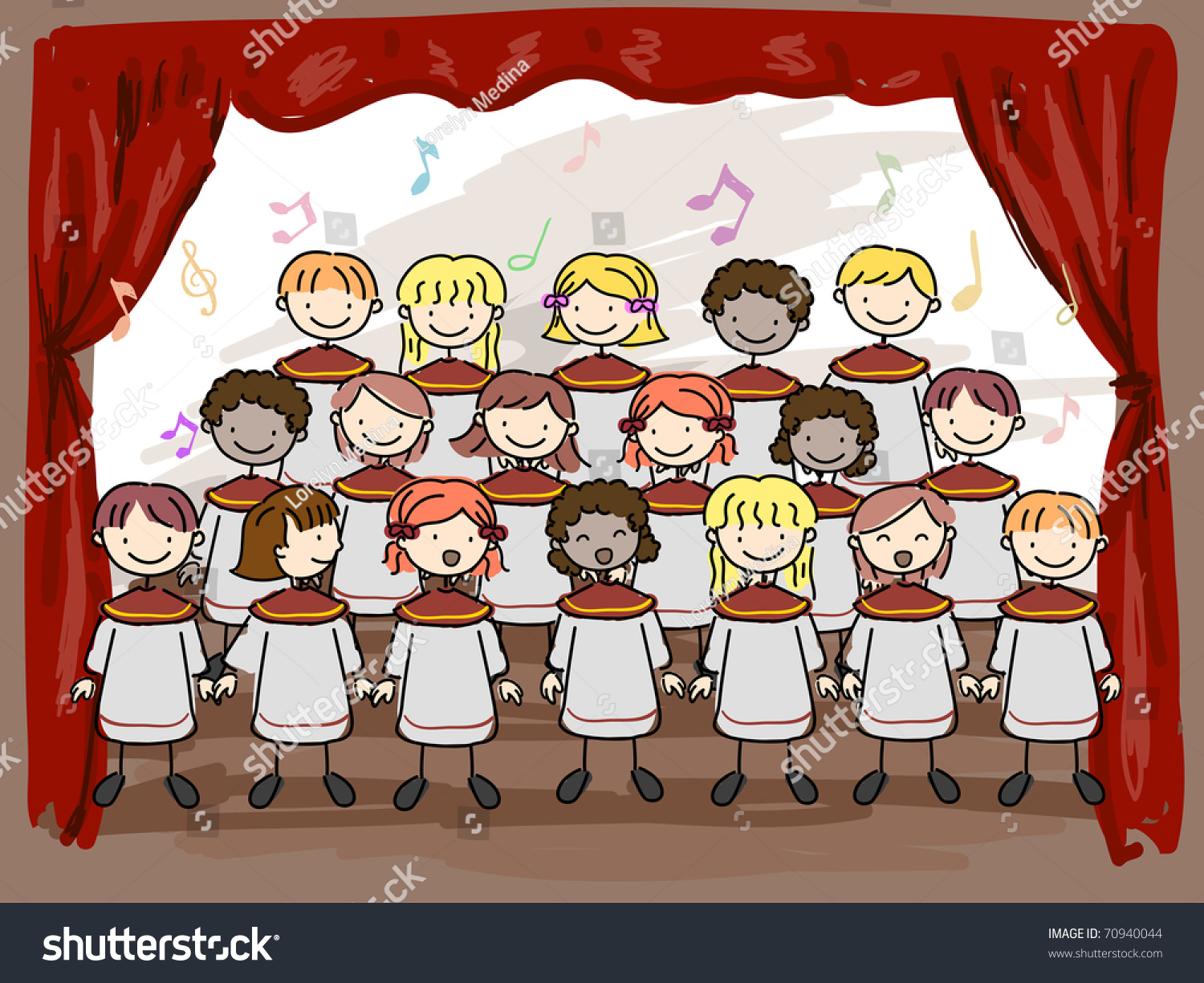 Illustration Of A Children'S Choir Performing On Stage - 70940044 ...