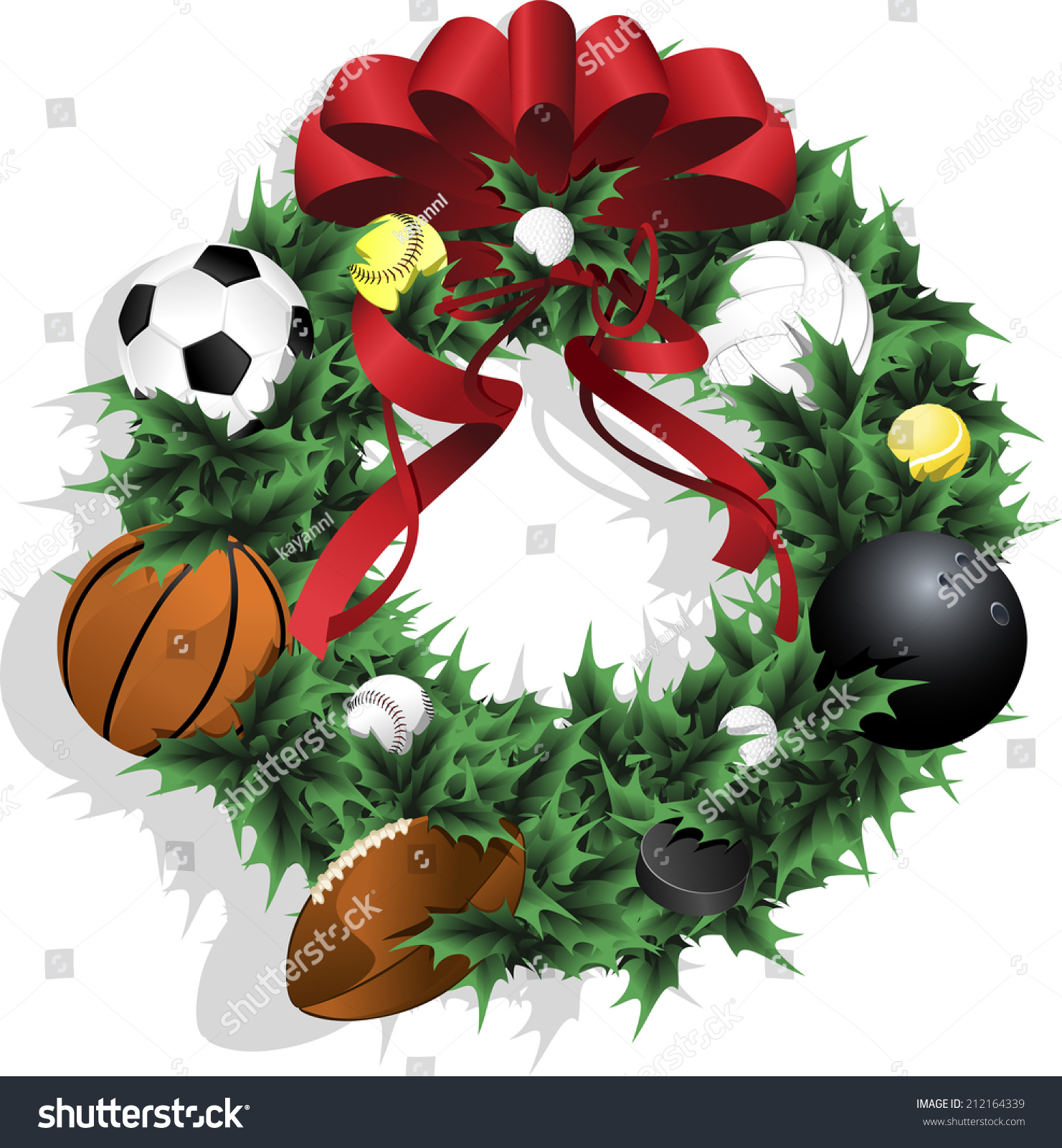 Download Illustration Christmas Sports Wreath Made Holly Stock ...