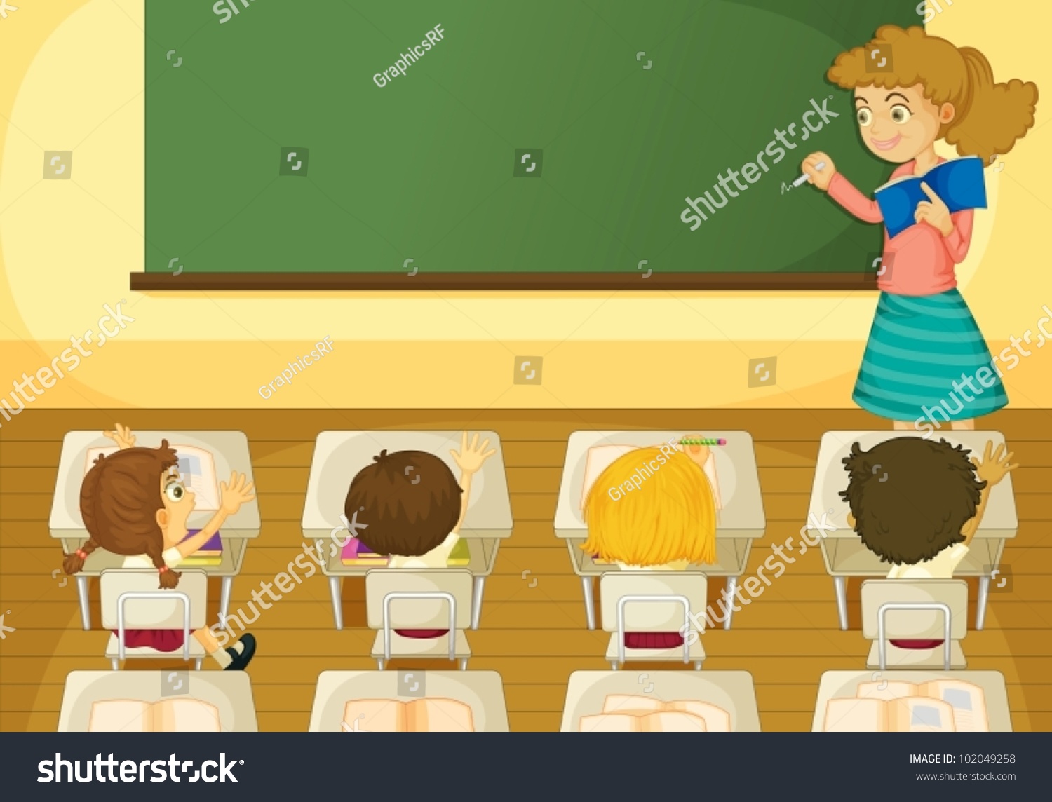 stock vector illustration of a classroom scene 102049258