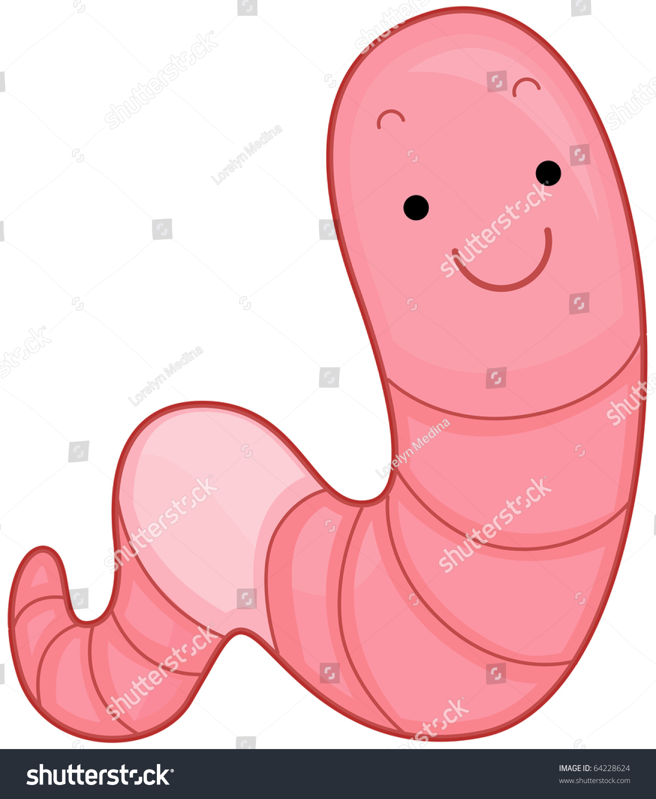 Illustration Colorful Earthworm Smiling Happily Stock Vector (Royalty ...