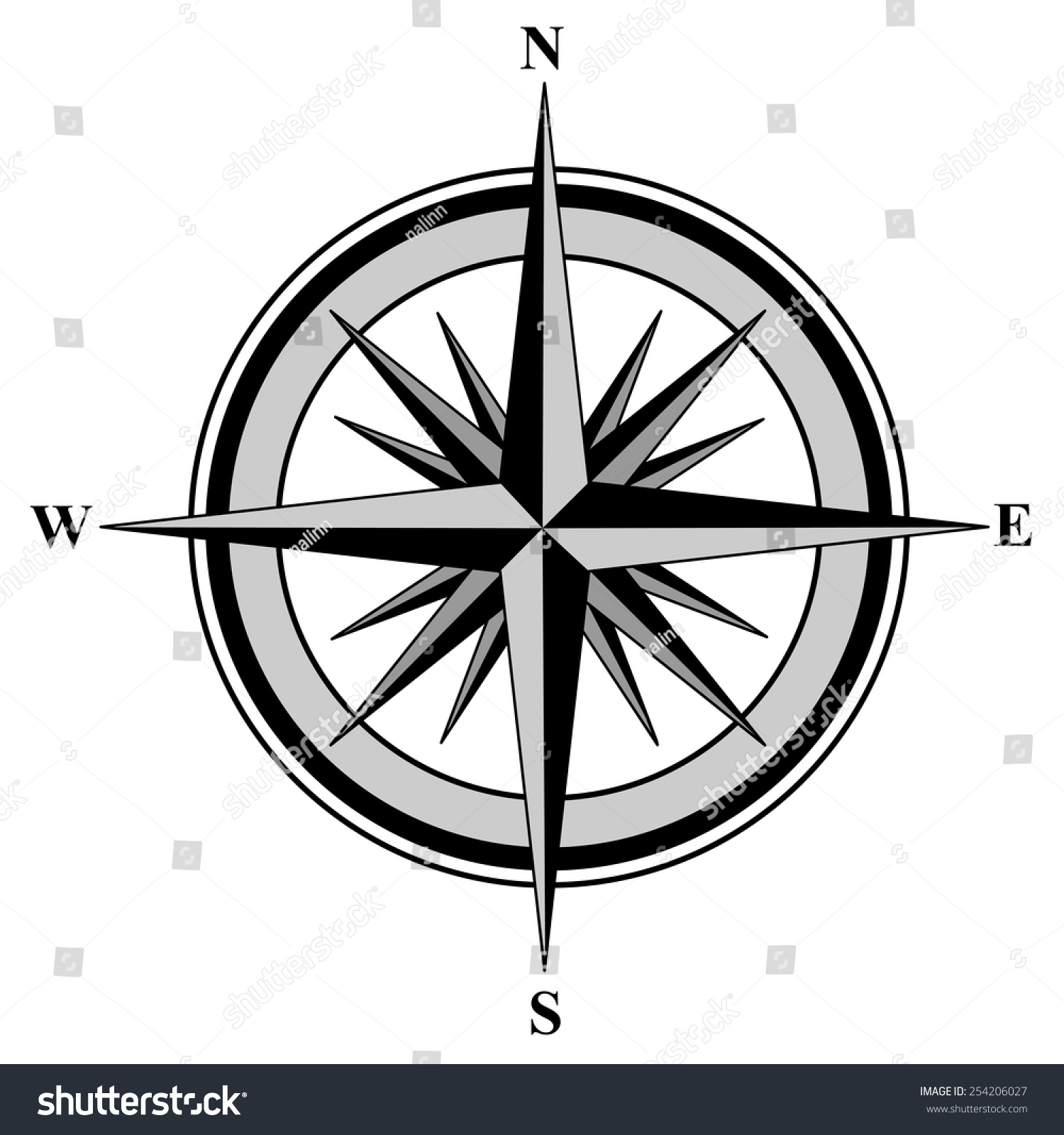 Illustration Compass All Directions North East Stock Vector (royalty 