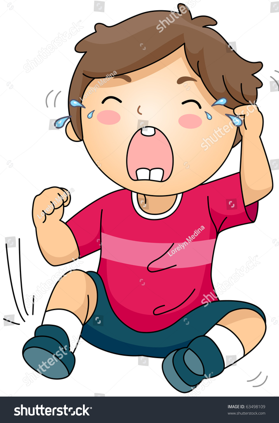 Illustration Crying Kid Sitting On Ground Stock Vector 63498109 ...