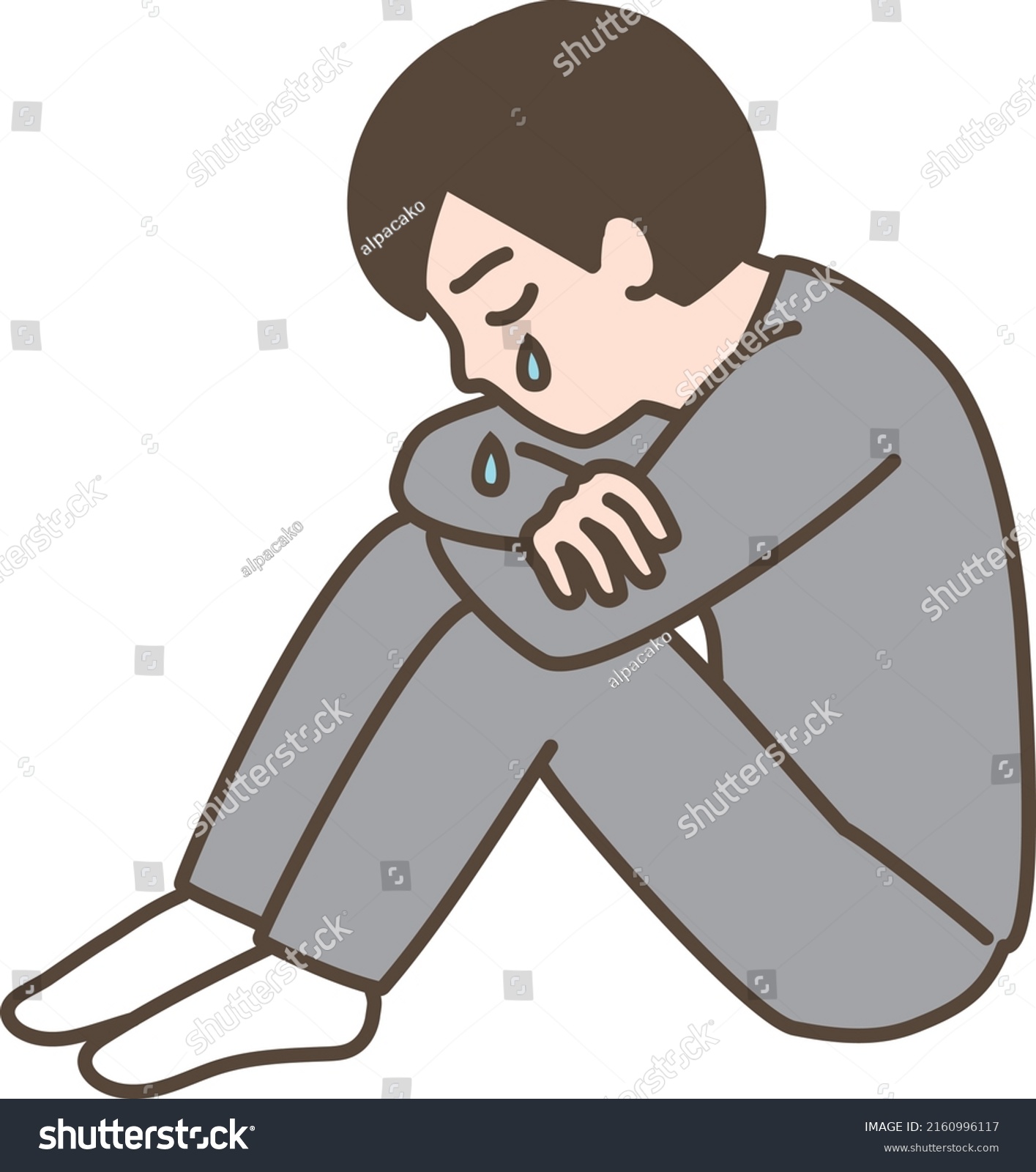 Illustration Crying Man Stock Vector (Royalty Free) 2160996117 ...