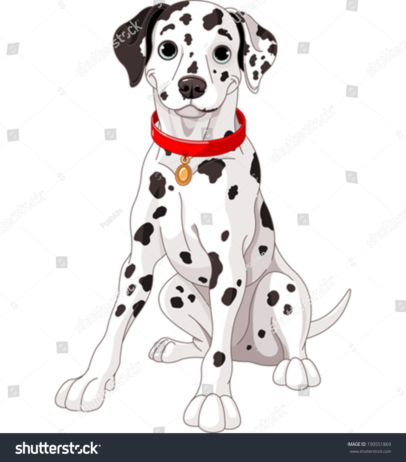 SVG of Illustration of a cute Dalmatian dog wearing a red collar svg