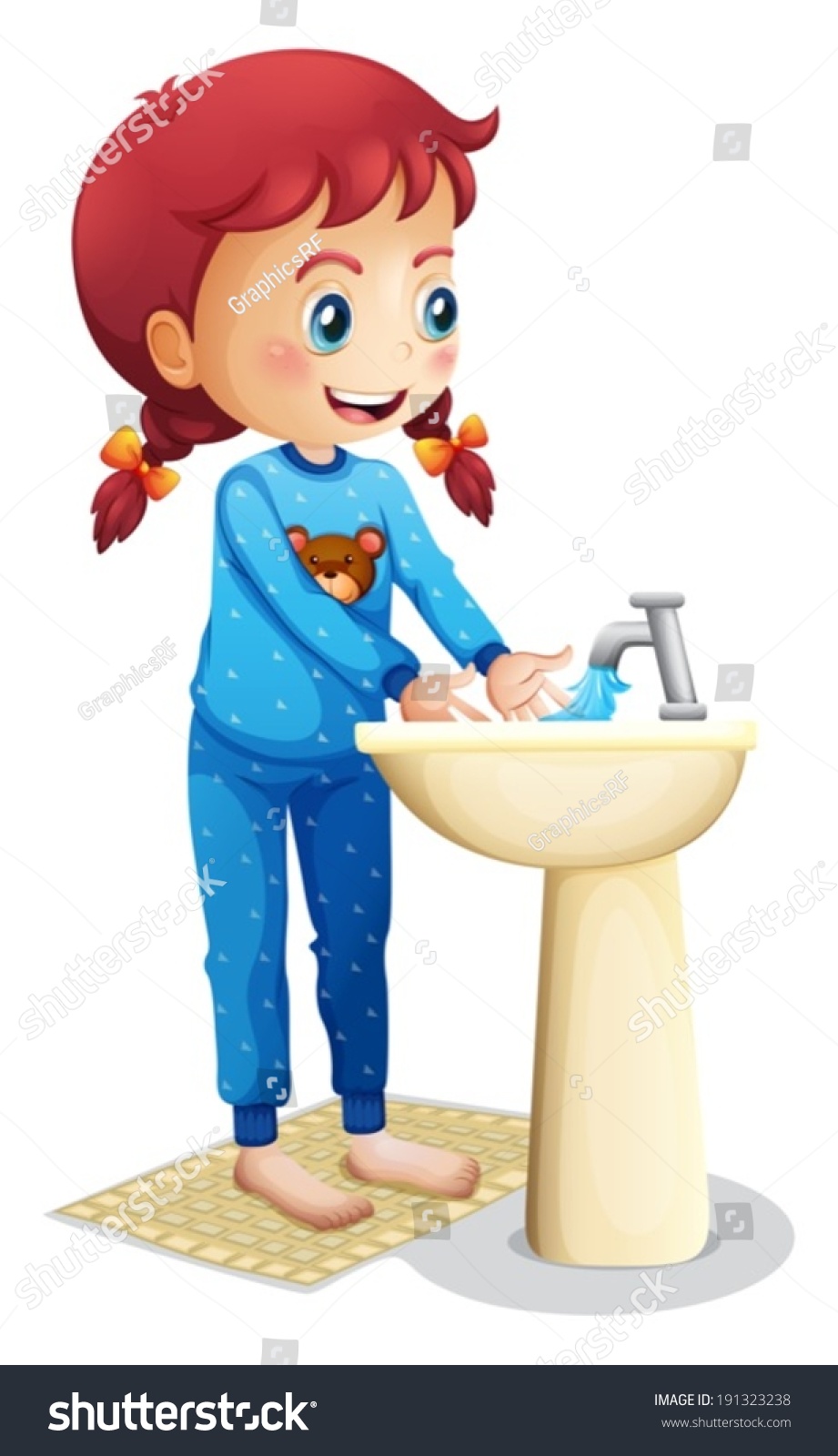 Illustration Cute Little Girl Washing Her Stock Vector (Royalty Free ...