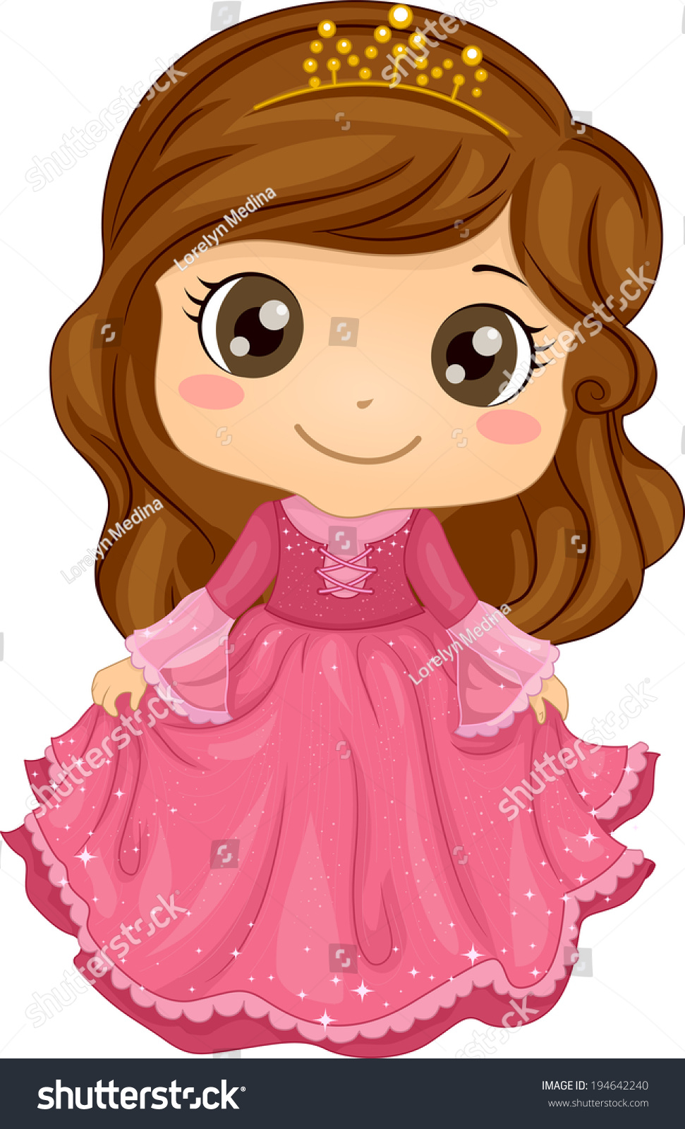 Illustration Cute Little Girl Wearing Princess Stock Vector (Royalty ...