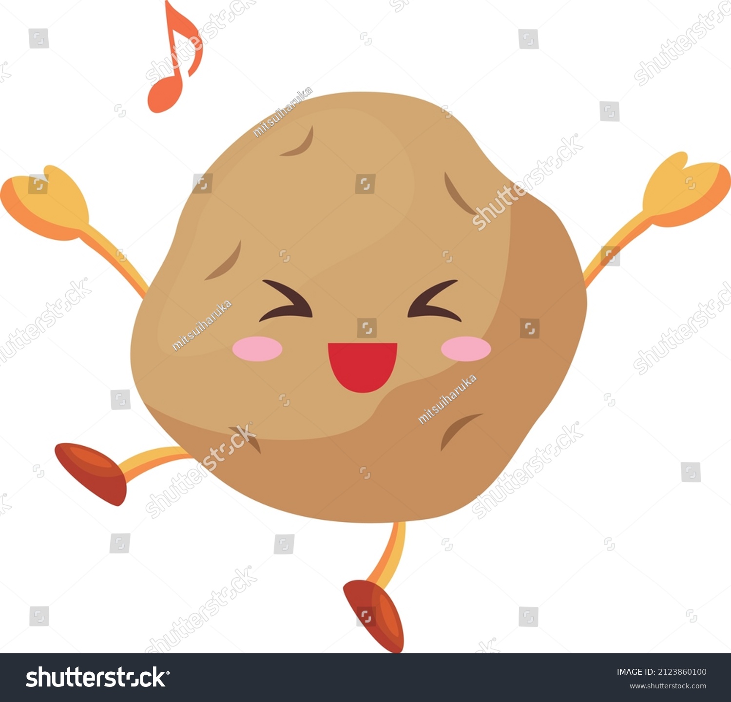 Illustration Cute Potato Character Who Very Stock Vector (Royalty Free ...