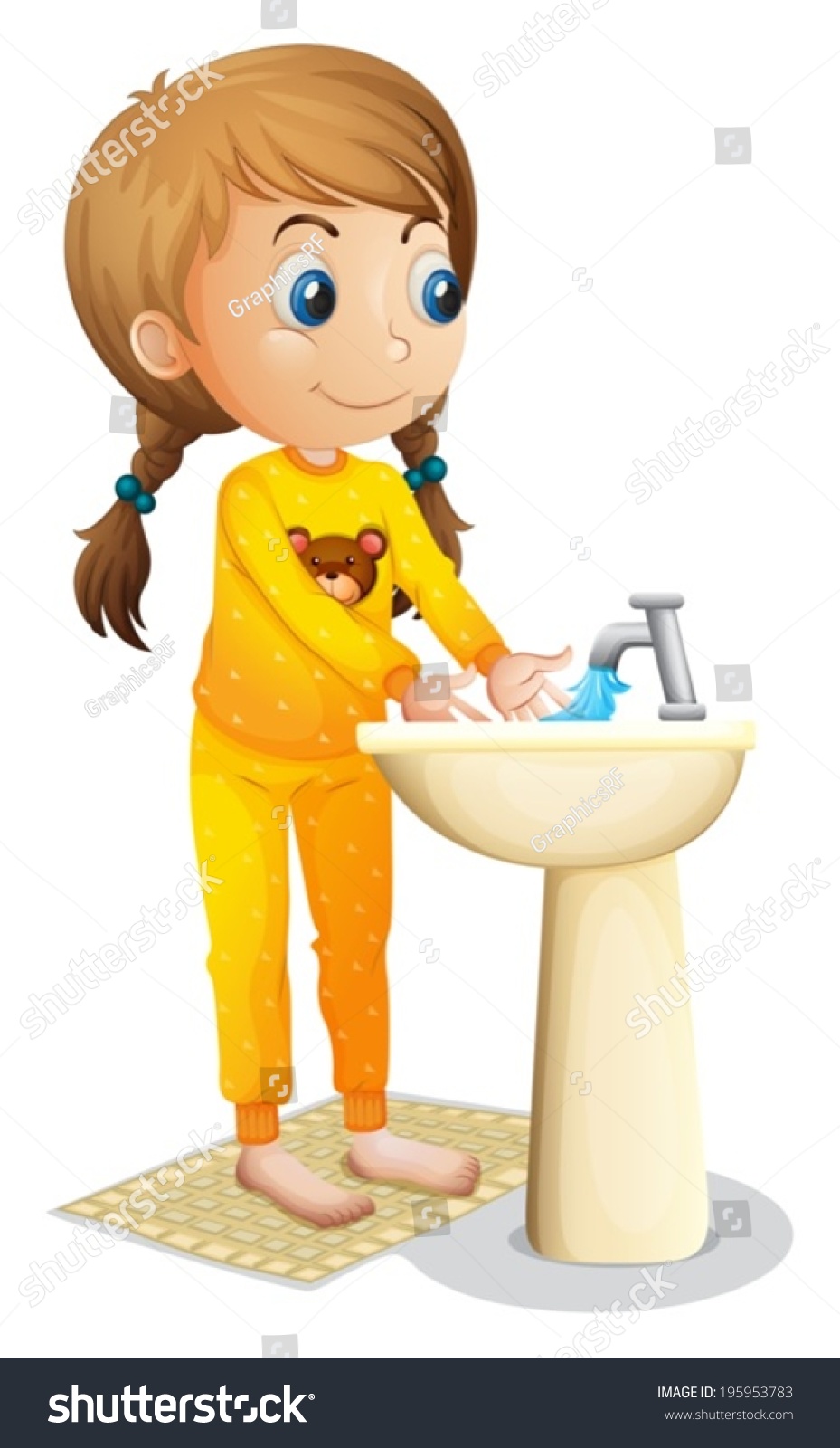 Illustration Cute Young Girl Washing Her Stock Vector (royalty Free 