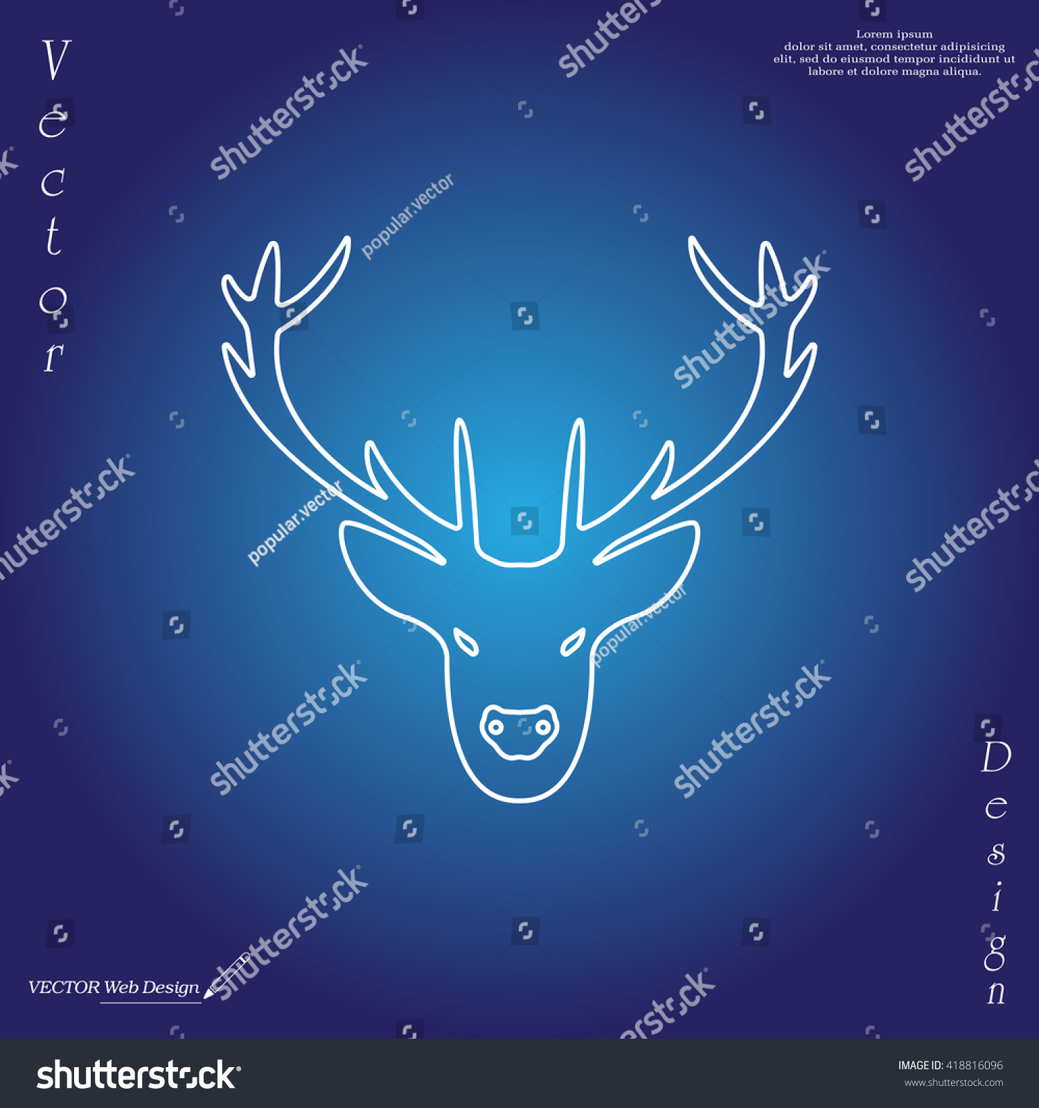 Illustration Deer Head Silhouette Line Icon Stock Vector Royalty Free 418816096 Shutterstock 6326