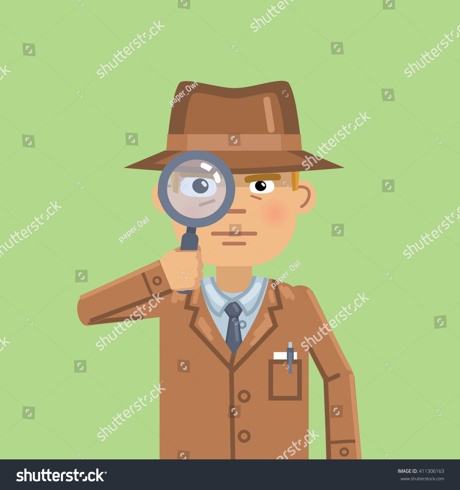 Illustration Detective Holding Magnifying Glass Confident Stock Vector 411306163 Shutterstock 