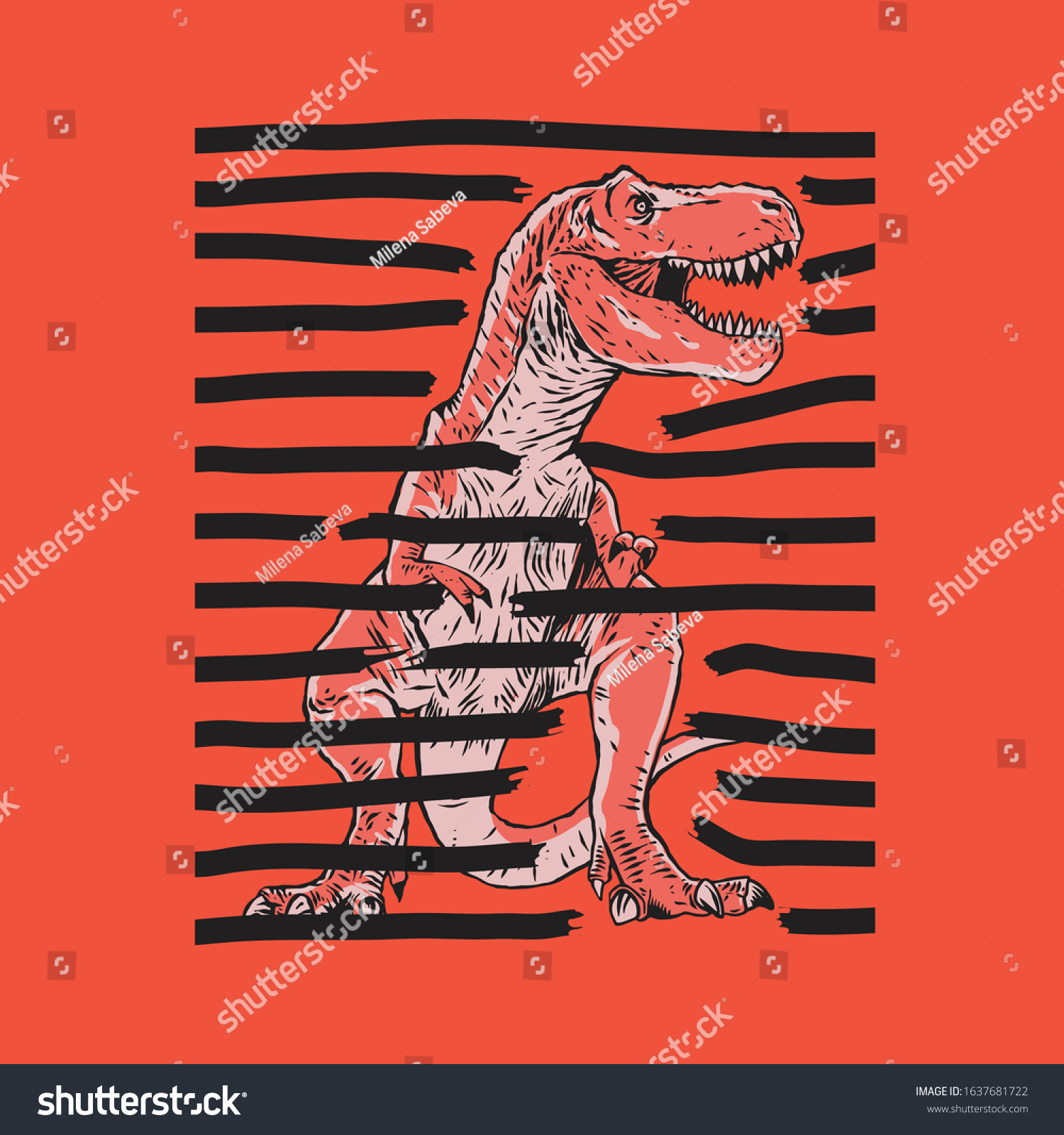 Illustration Dinosaur Smashing Cage vector de stock libre de regalías Shutterstock