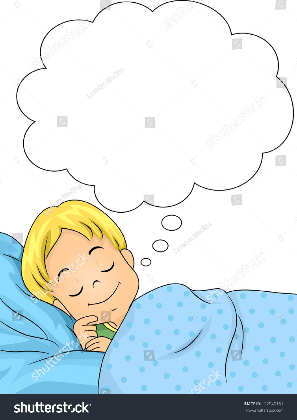 Illustration Of A Dreaming Boy With A Smile On His Face - 122940151 ...