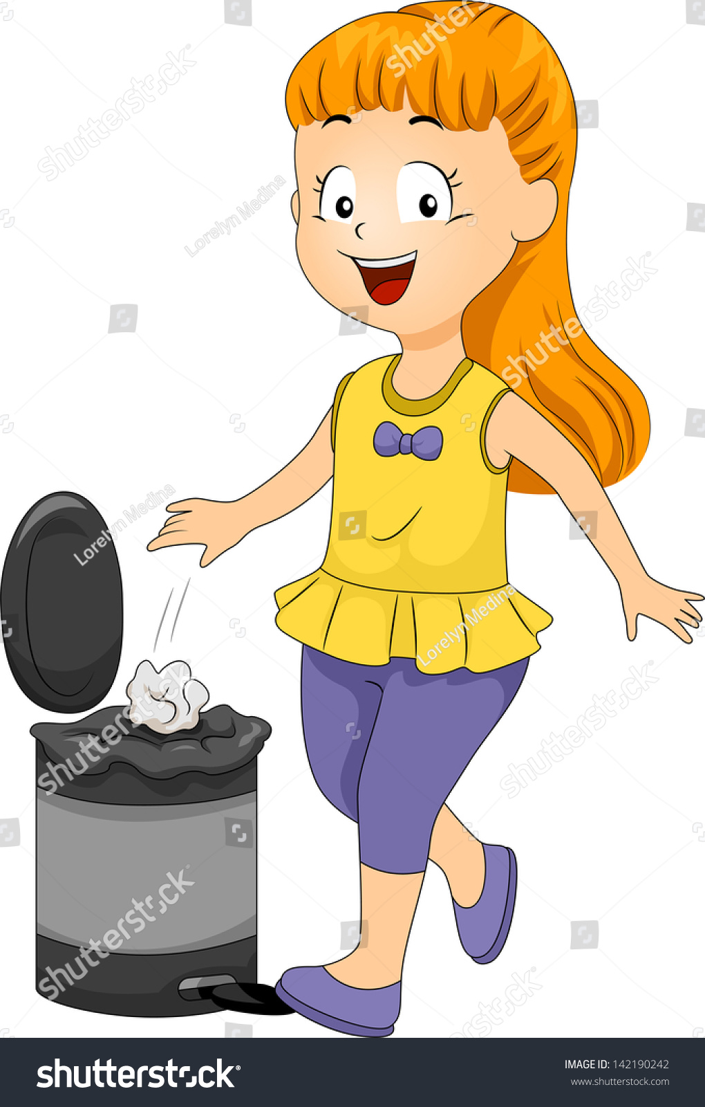 Illustration Female Kid Throwing Garbage Trash Stock Vector 142190242 ...