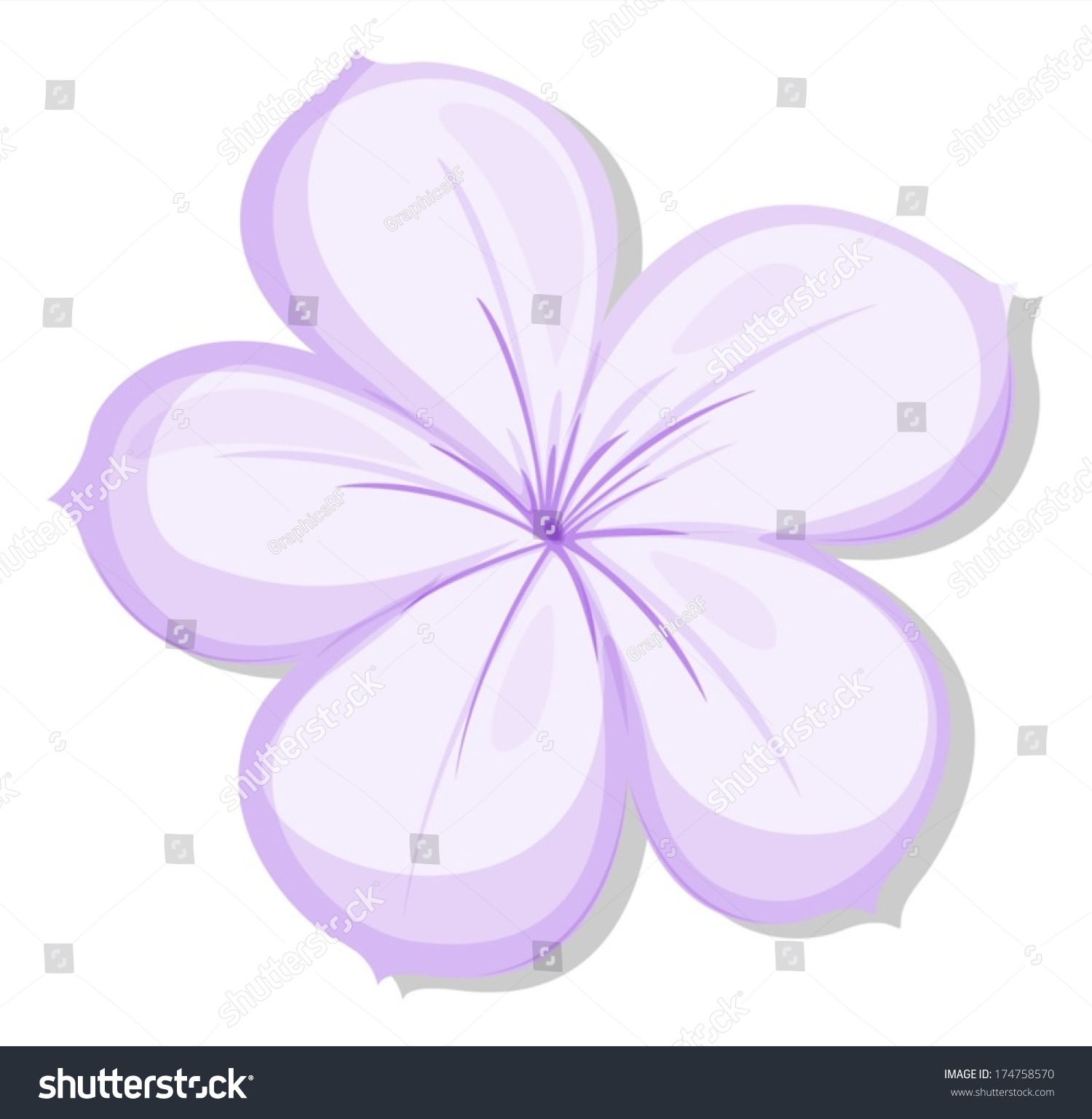 Illustration Fivepetal Violet Flower On White Stock Vector (Royalty ...