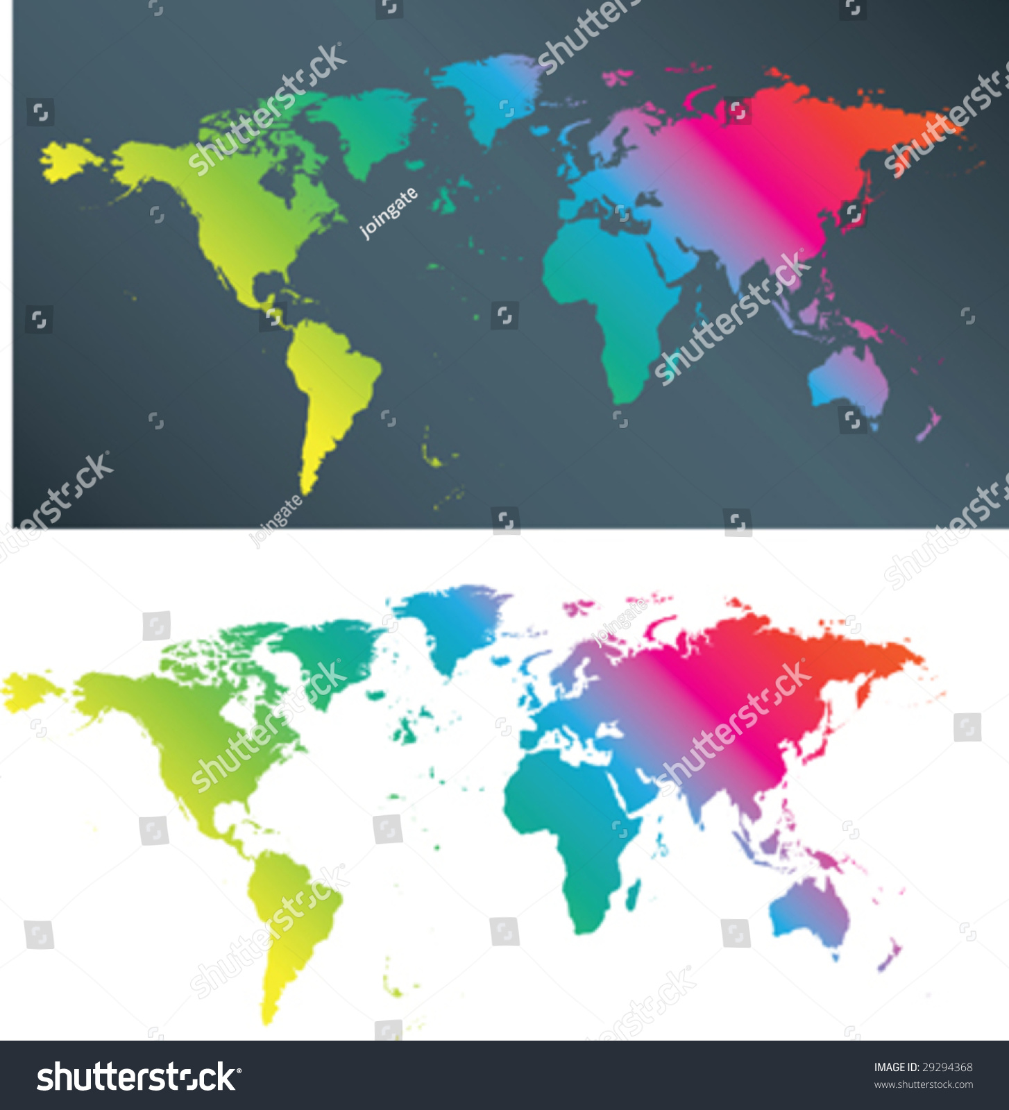 Illustration Of A Flat Multi Coloured World Map - 29294368 : Shutterstock