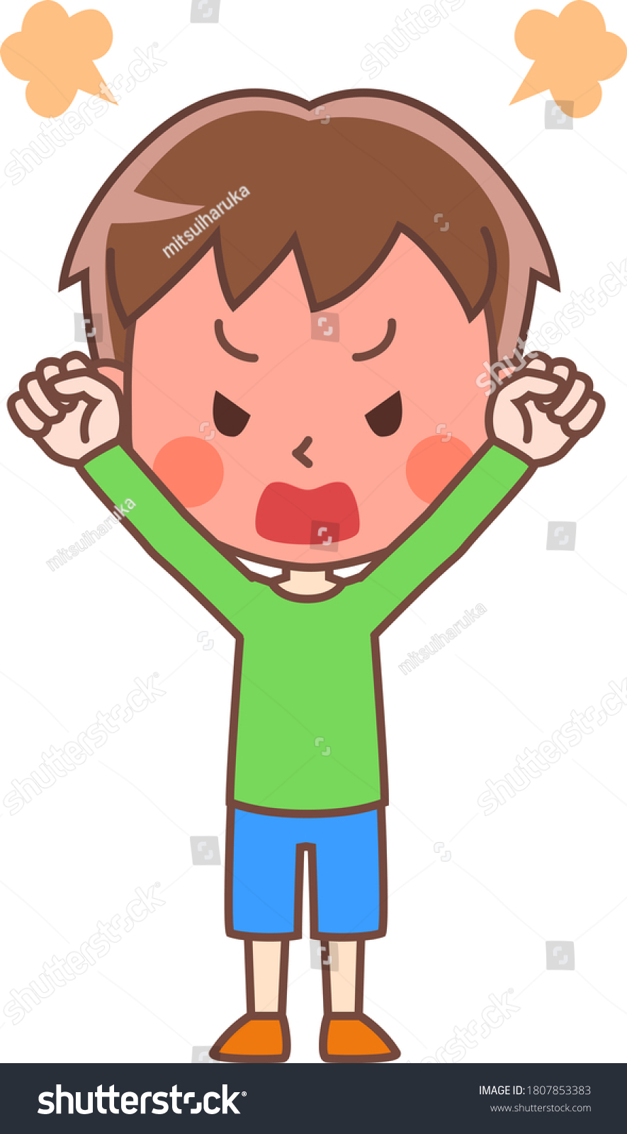 Illustration Furious Boy Stock Vector (royalty Free) 1807853383 