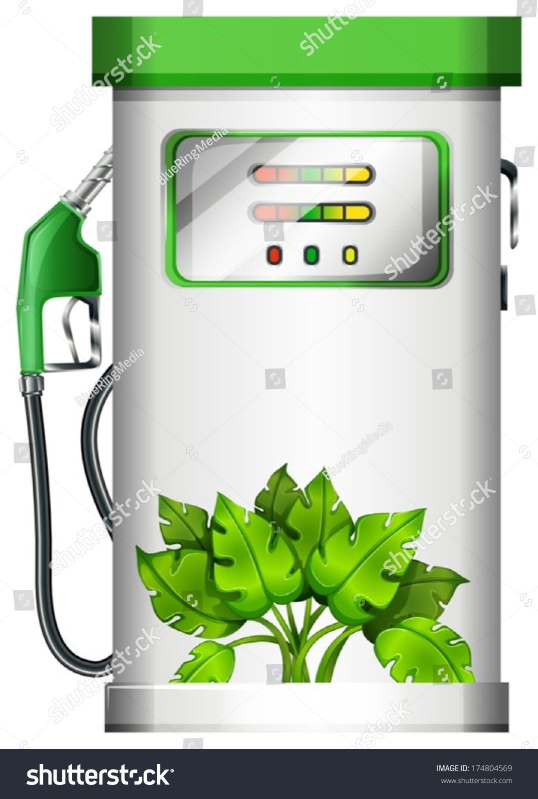 SVG of Illustration of a gasoline pump with plants on a white background svg