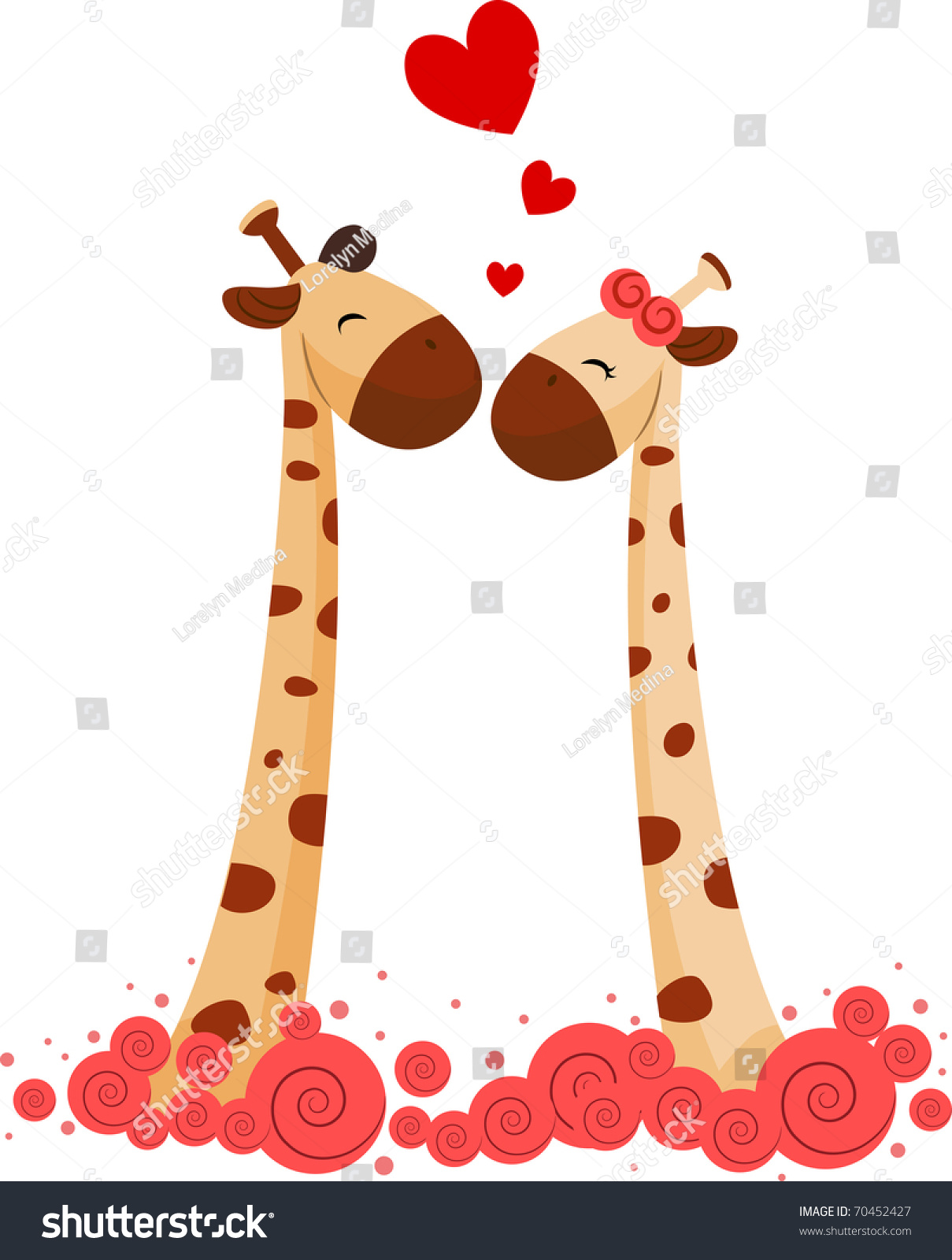 Illustration Of A Giraffe Couple Facing Each Other - 70452427 ...