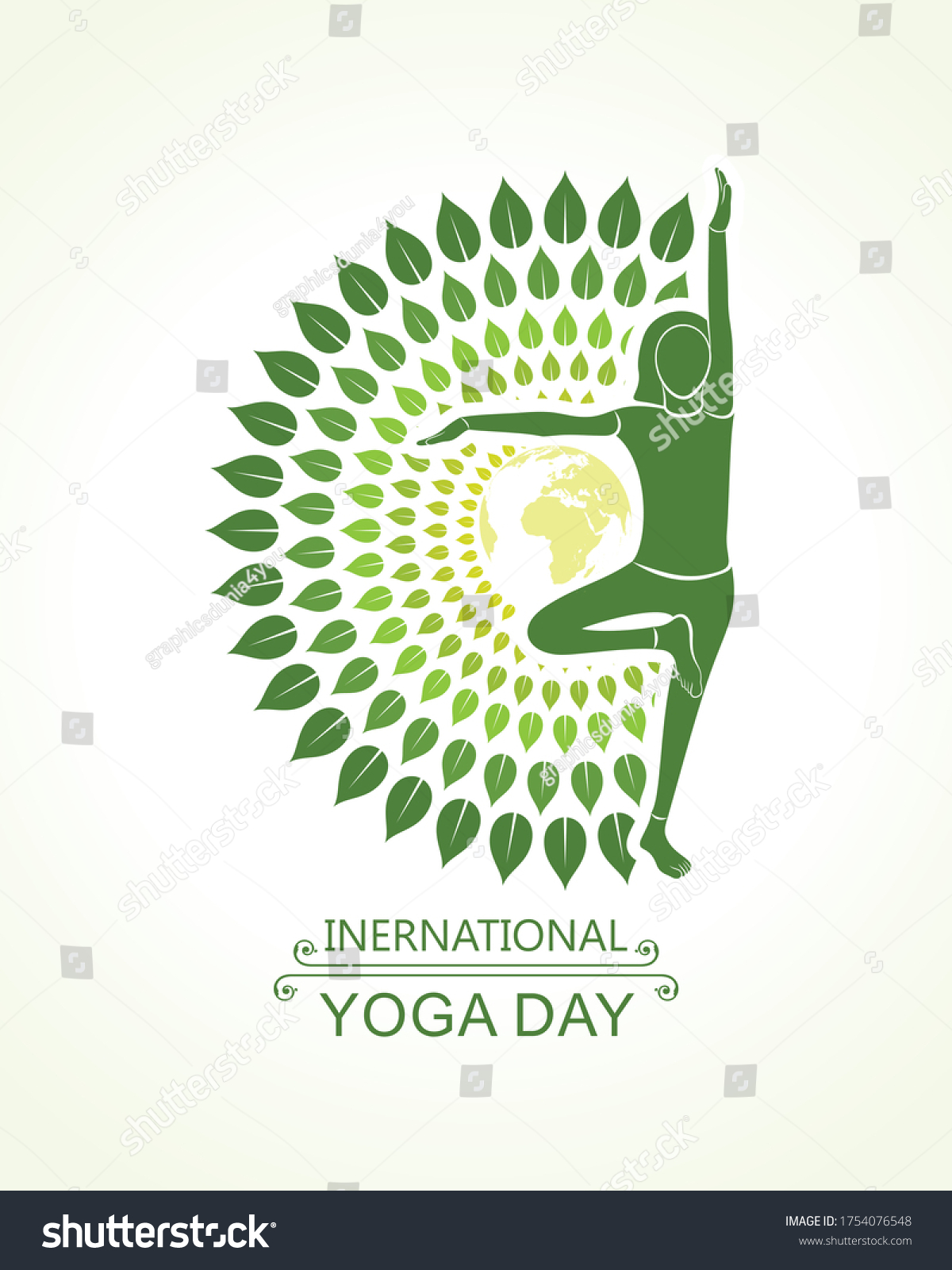 Illustration Girl Doing Yoga International Yoga Stock Vector (Royalty ...